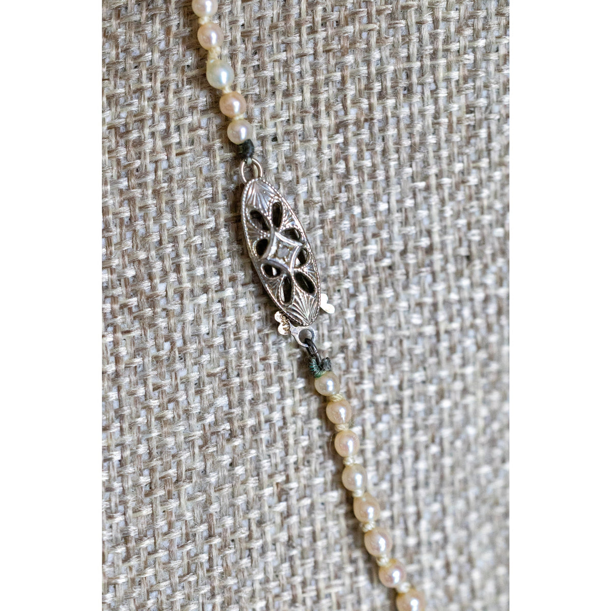 c1930-1940 Graduated Cultured Pearl Strand Necklace with 14K White Gold Clasp