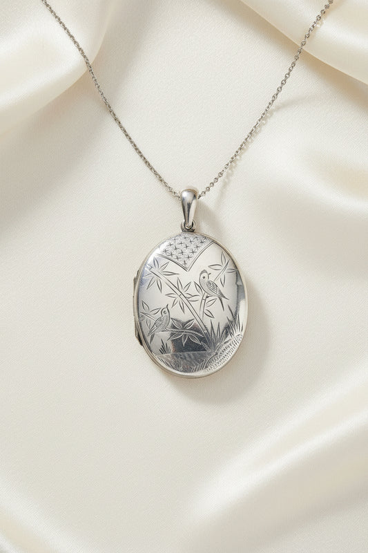 Antique Victorian Sterling Silver Aesthetic Period c1880 Large Locket