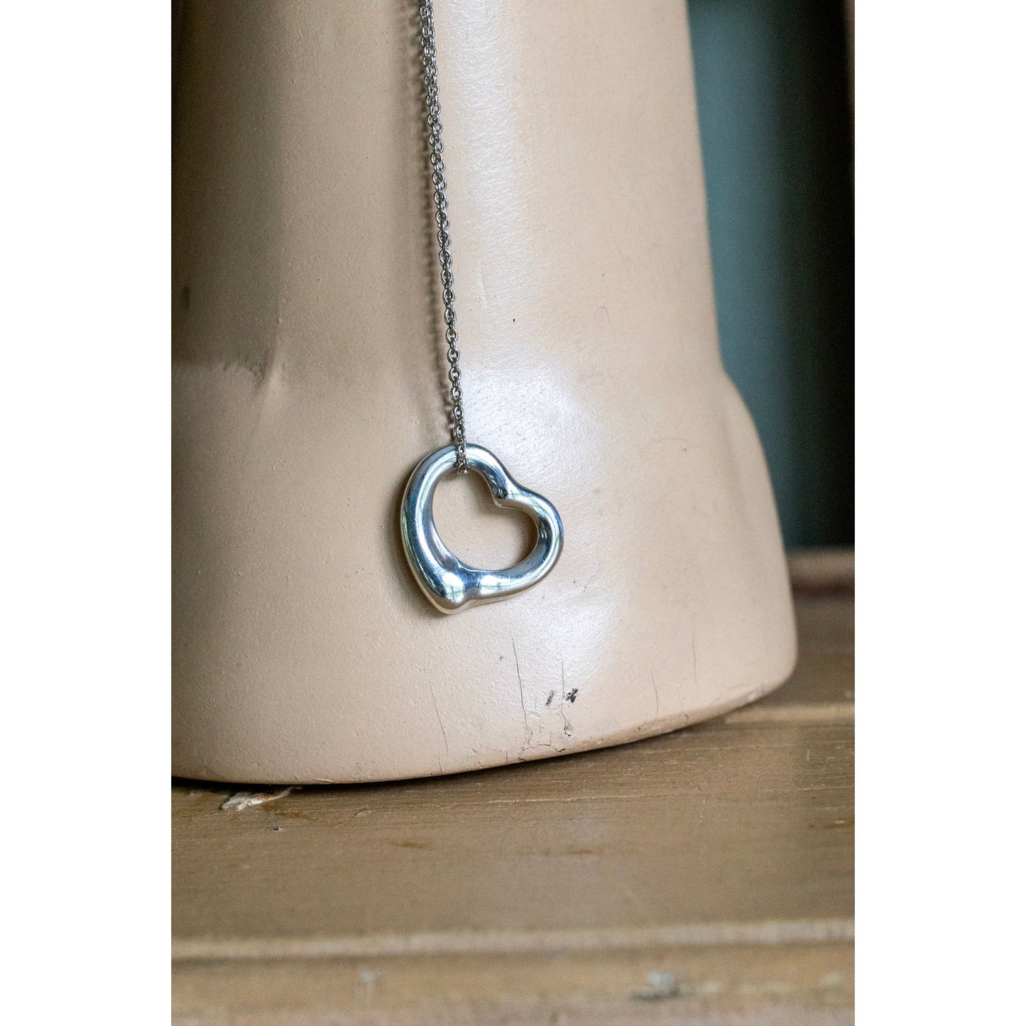 Tiffany & Co Elsa Peretti Open Heart Pendant Necklace Sterling Silver