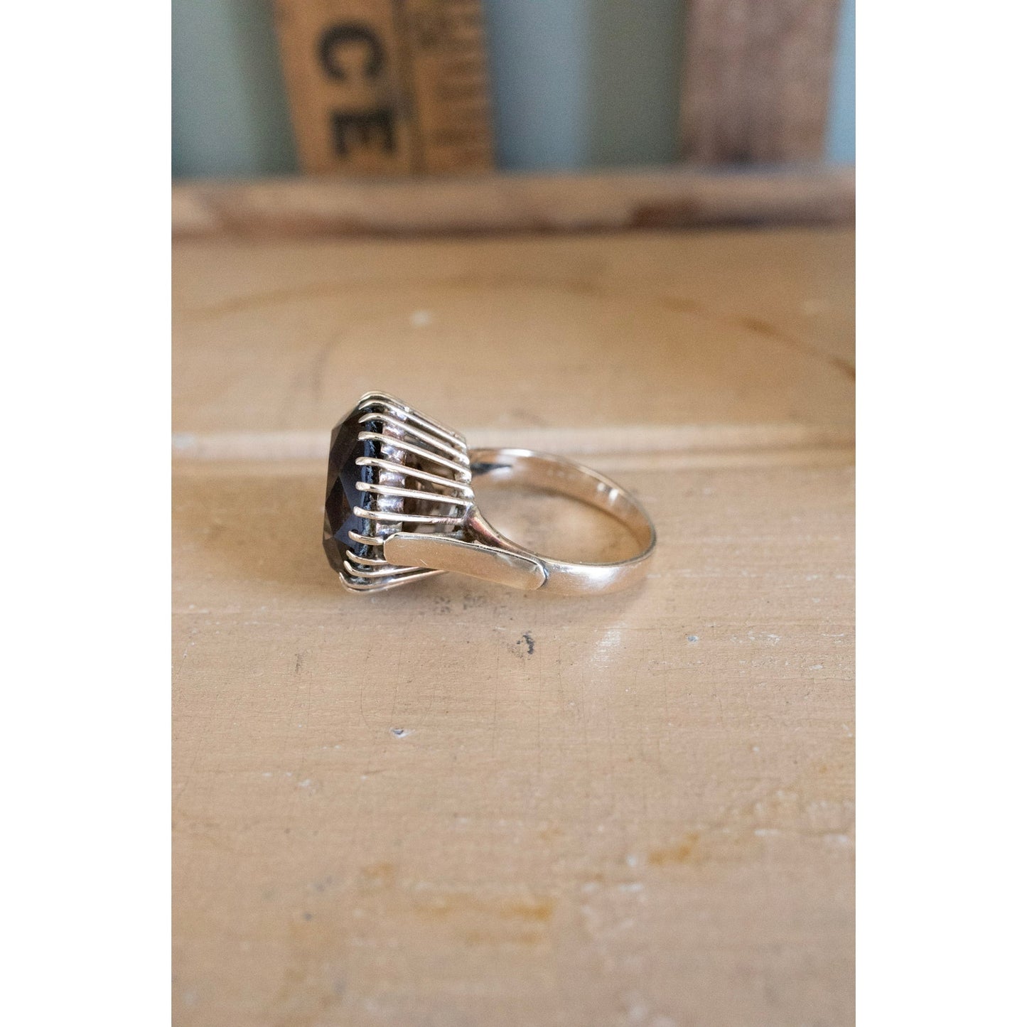 Vintage 1960's 14K Yellow Gold Smoky Quart Statement Ring