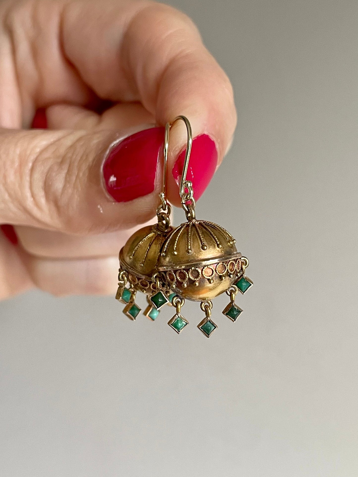 c1880 Demi Parure Victorian 14K Yellow Gold Turquoise Earrings and Brooch