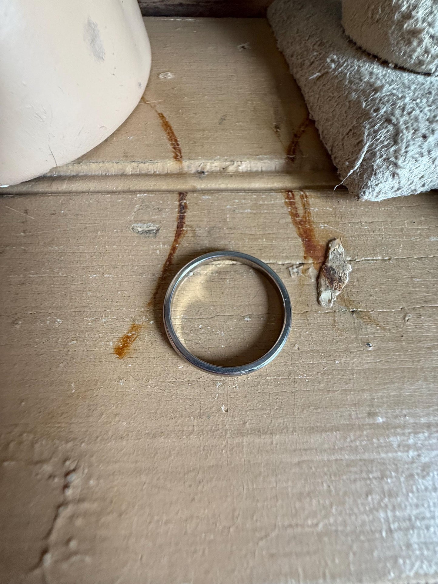 Simple Classic Benchmark 10K White Gold Band Stacker Ring