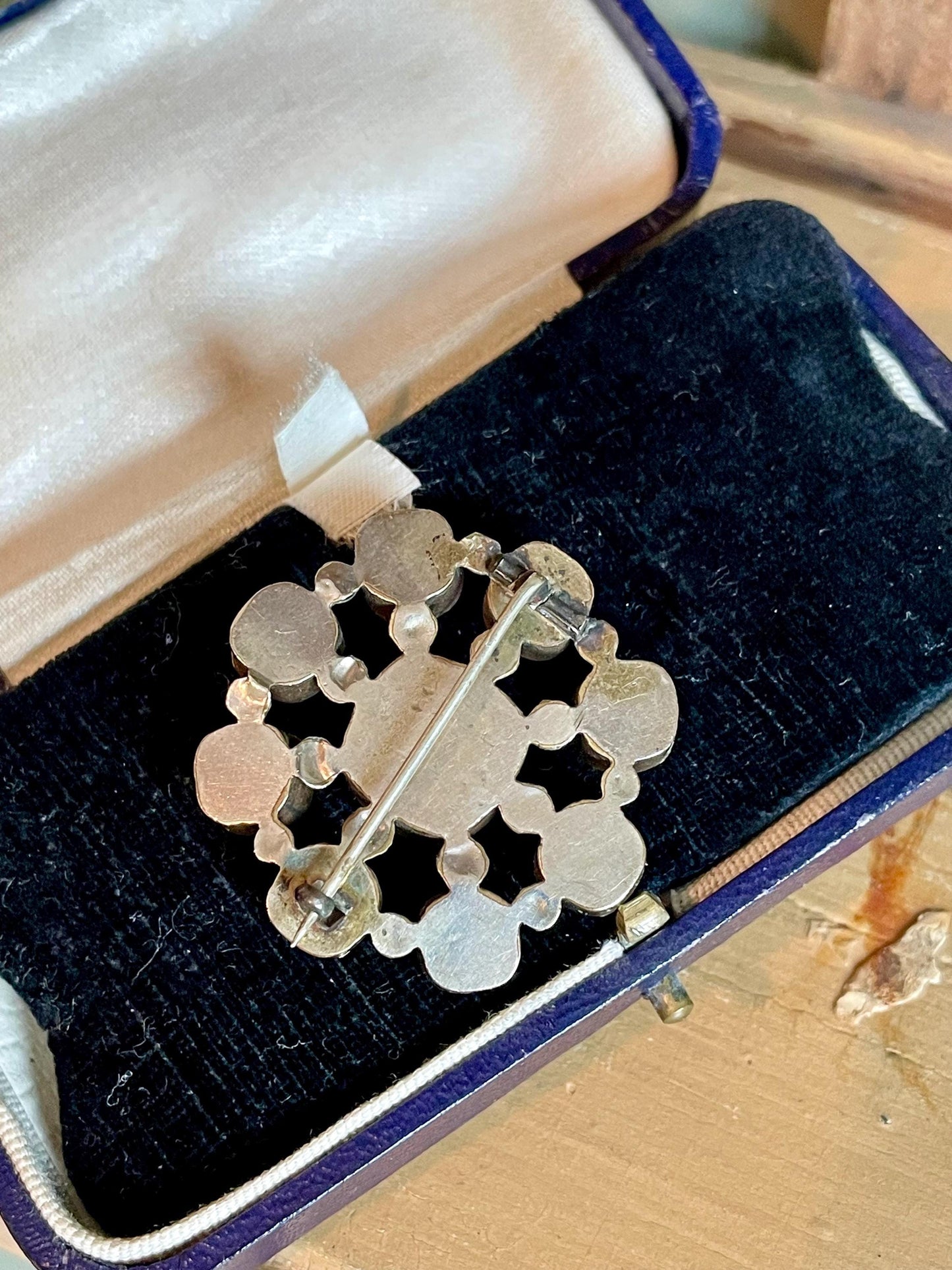 Antique Victorian Sparkling Paste 8-9K Yellow Gold Brooch