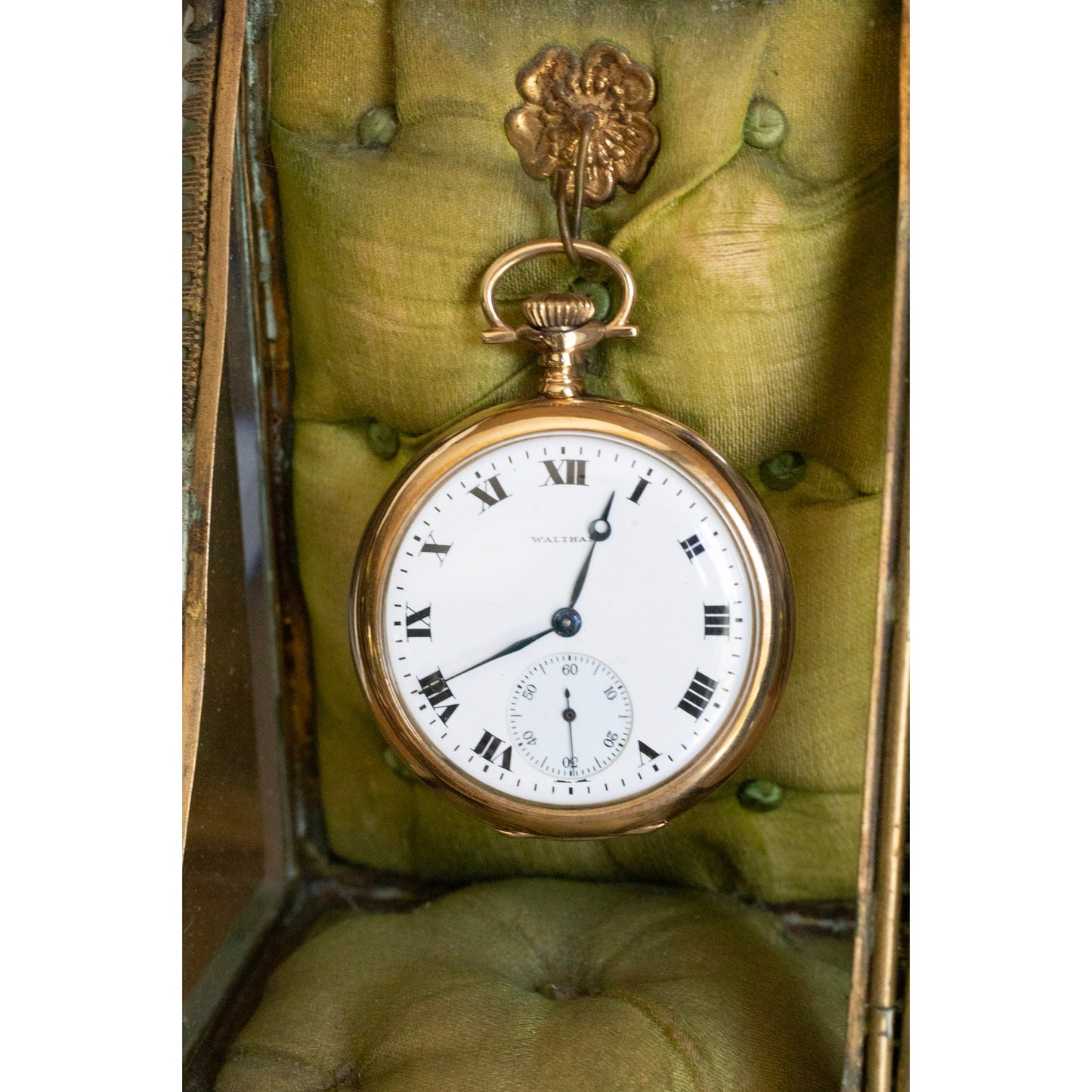 Antique Solid 14K Yellow Gold Waltham Open Face Working Pocket Watch