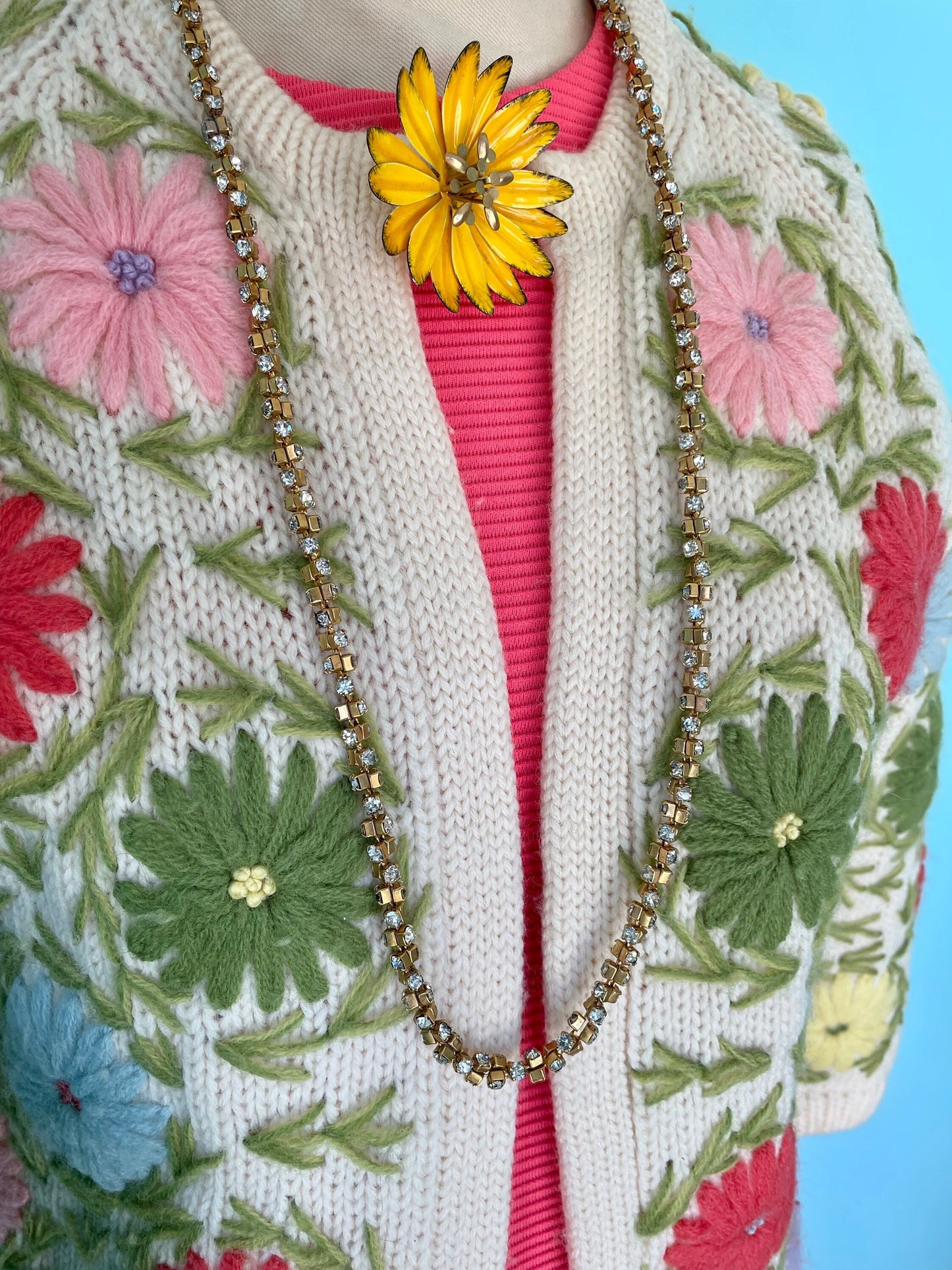 1960's Geometric Long Rhinestone Chain