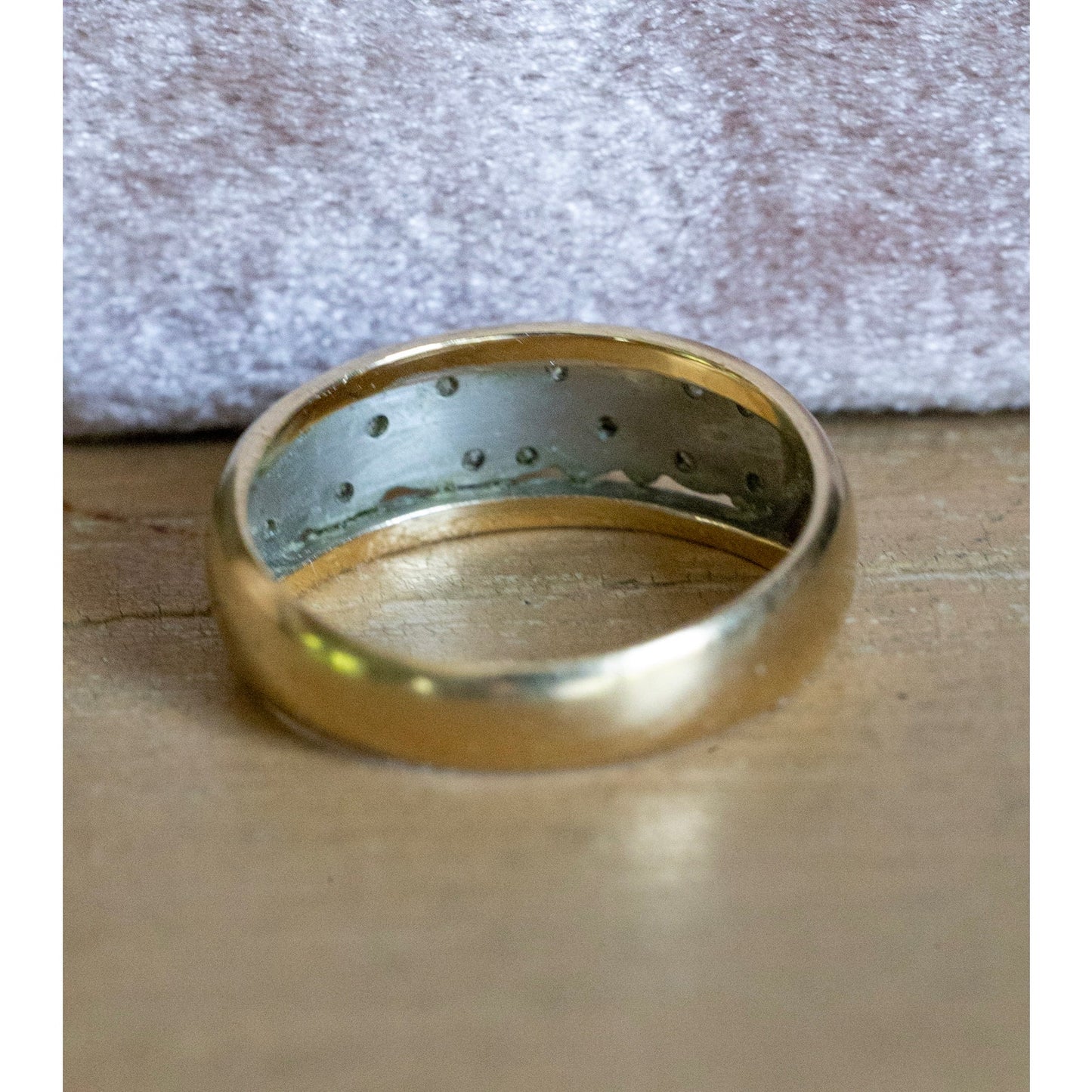 1940-1950's 14K Yellow and White Gold Diamond Band