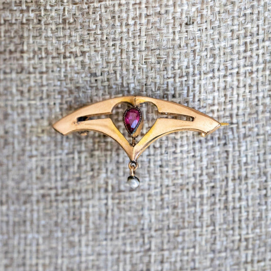 Antique Edwardian Gold Filled Art Nouveau Brooch