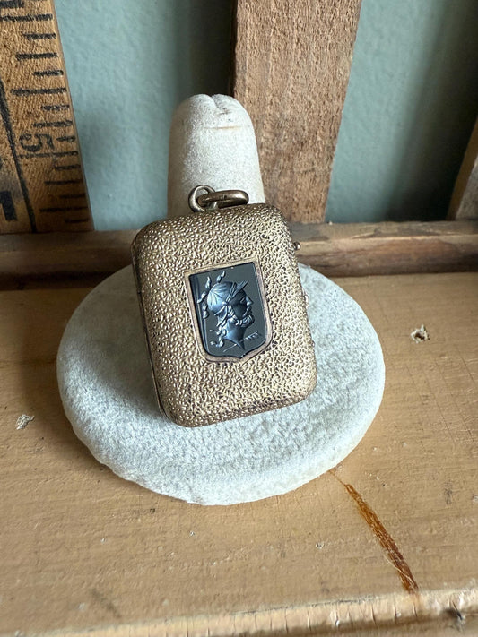 Antique Victorian Gold Filled Hemitite Intagalio and Onxy Set Locket