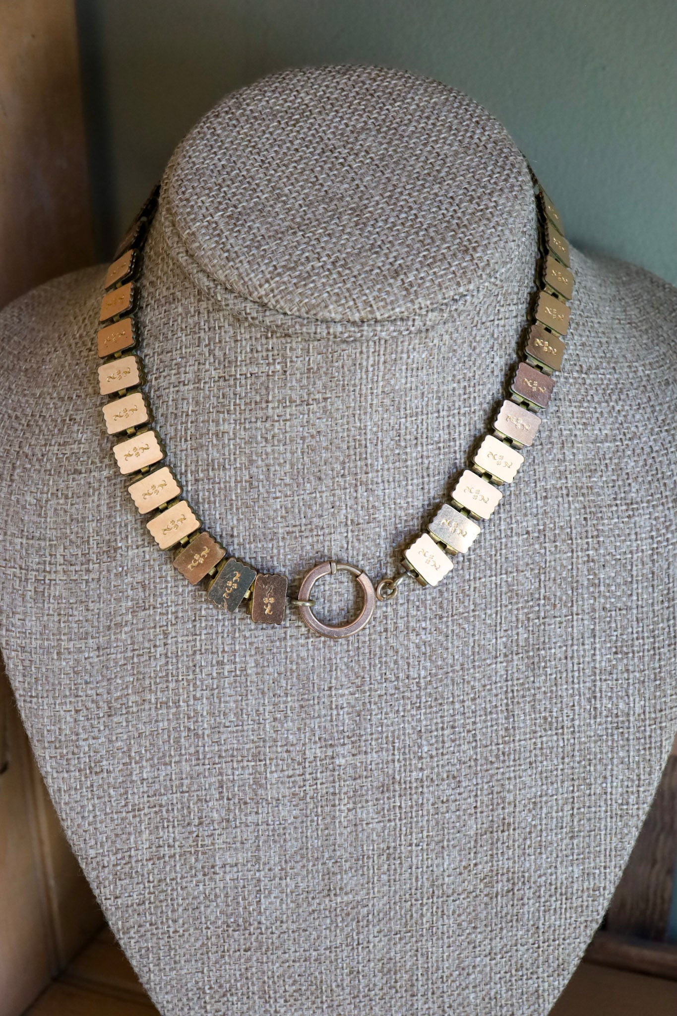 A Double Sided Gold Filled Victorian 1880's Bookchain with Huge Clasp to Add Pendant Charms