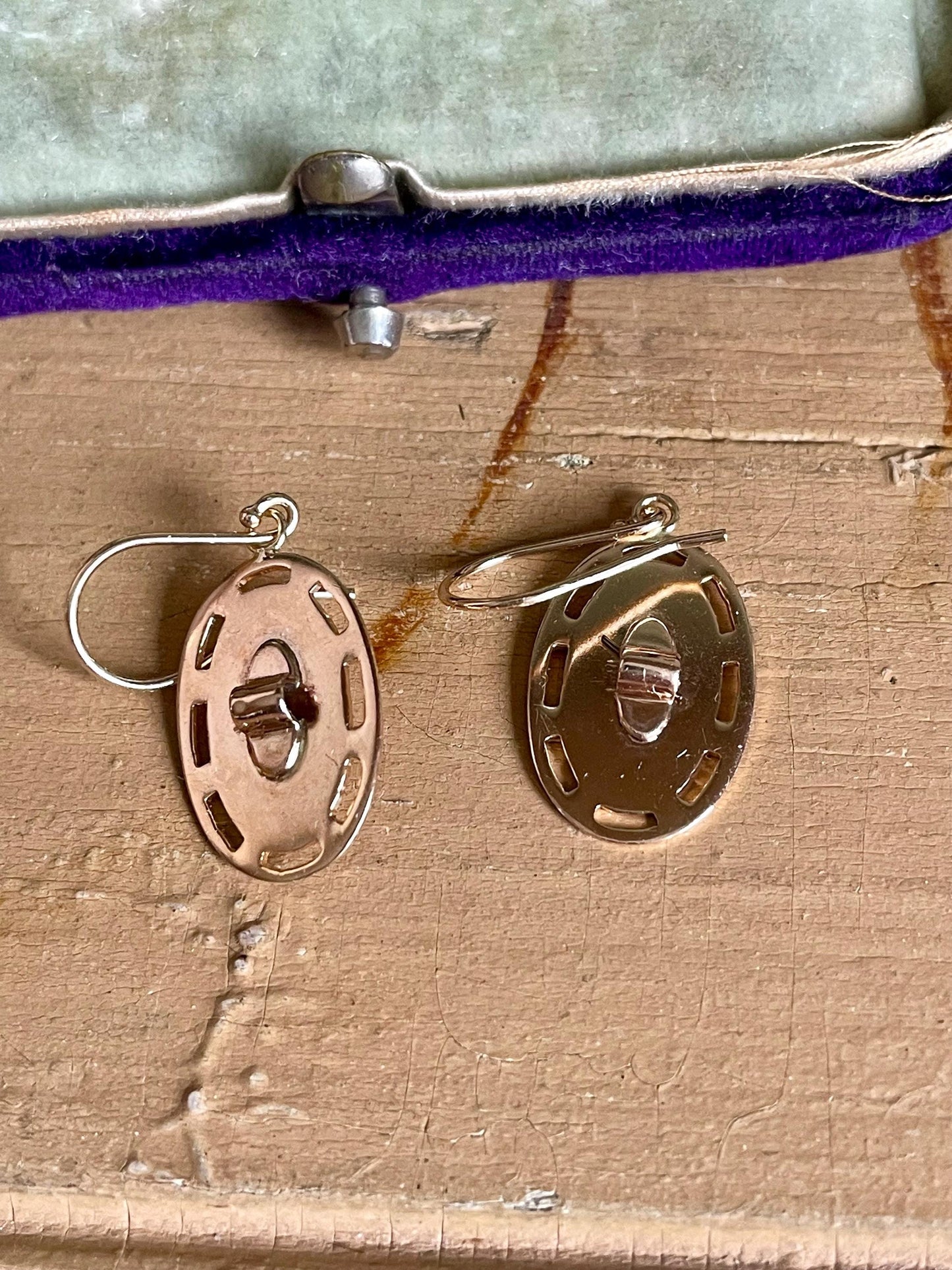 1920's Antique Art Deco 10K Yellow Gold Cufflinks Converted to Earrings