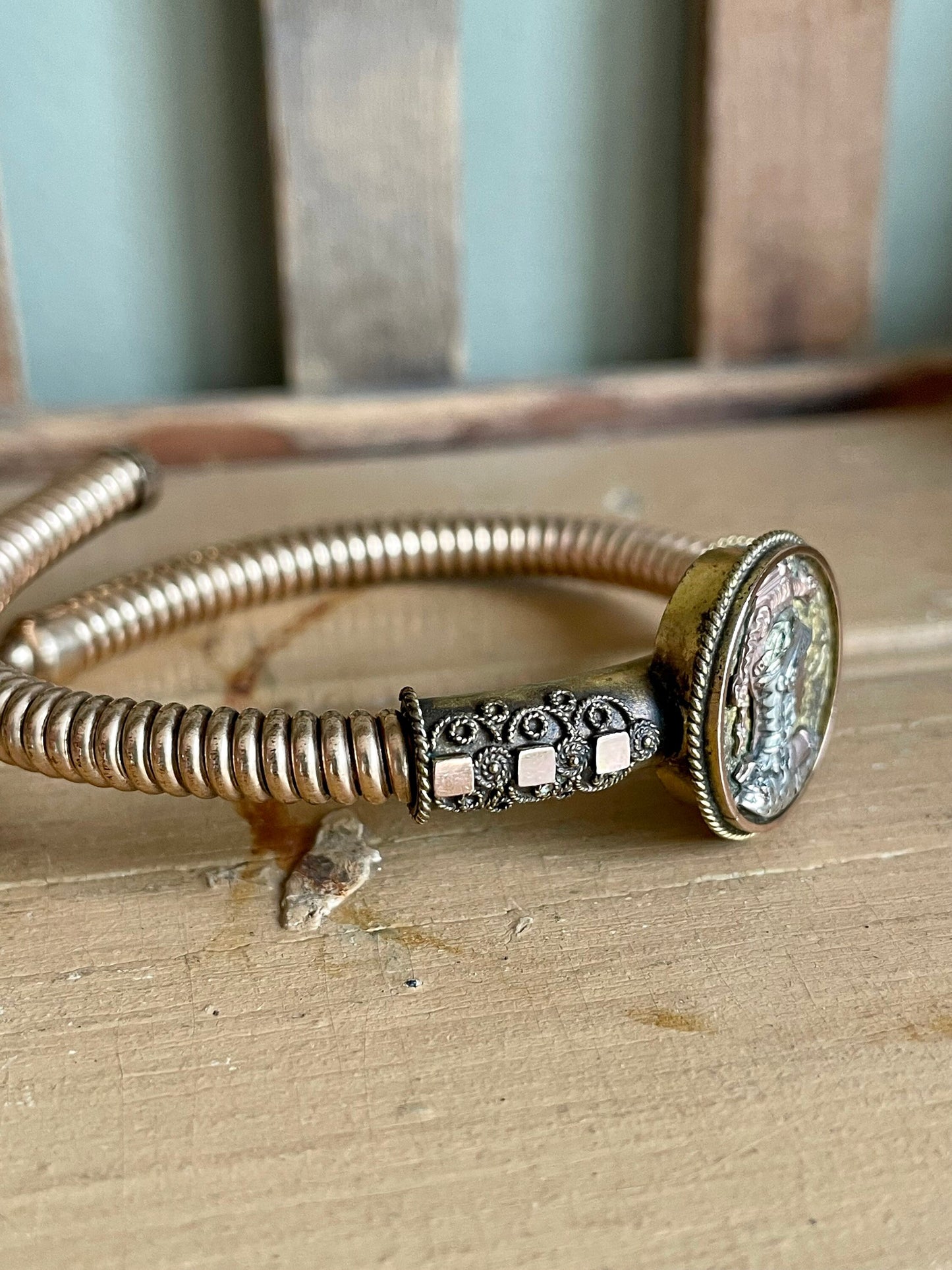 Victorian Tri-Color Gold Solder Flexible Bracelet