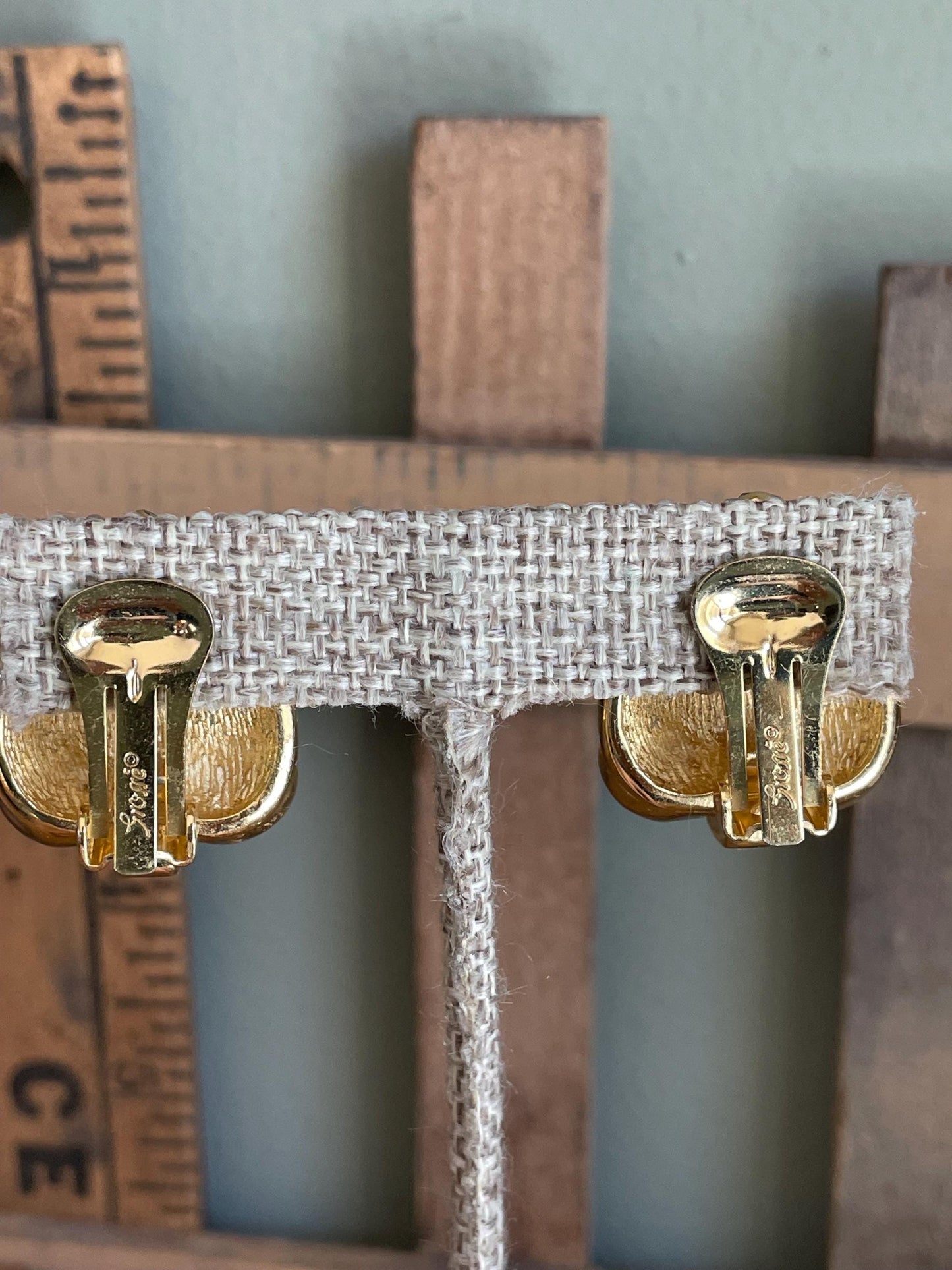 Christian Dior GROSSE 1960 Glass Ruby Sapphire Emerald Designer Clip Earrings