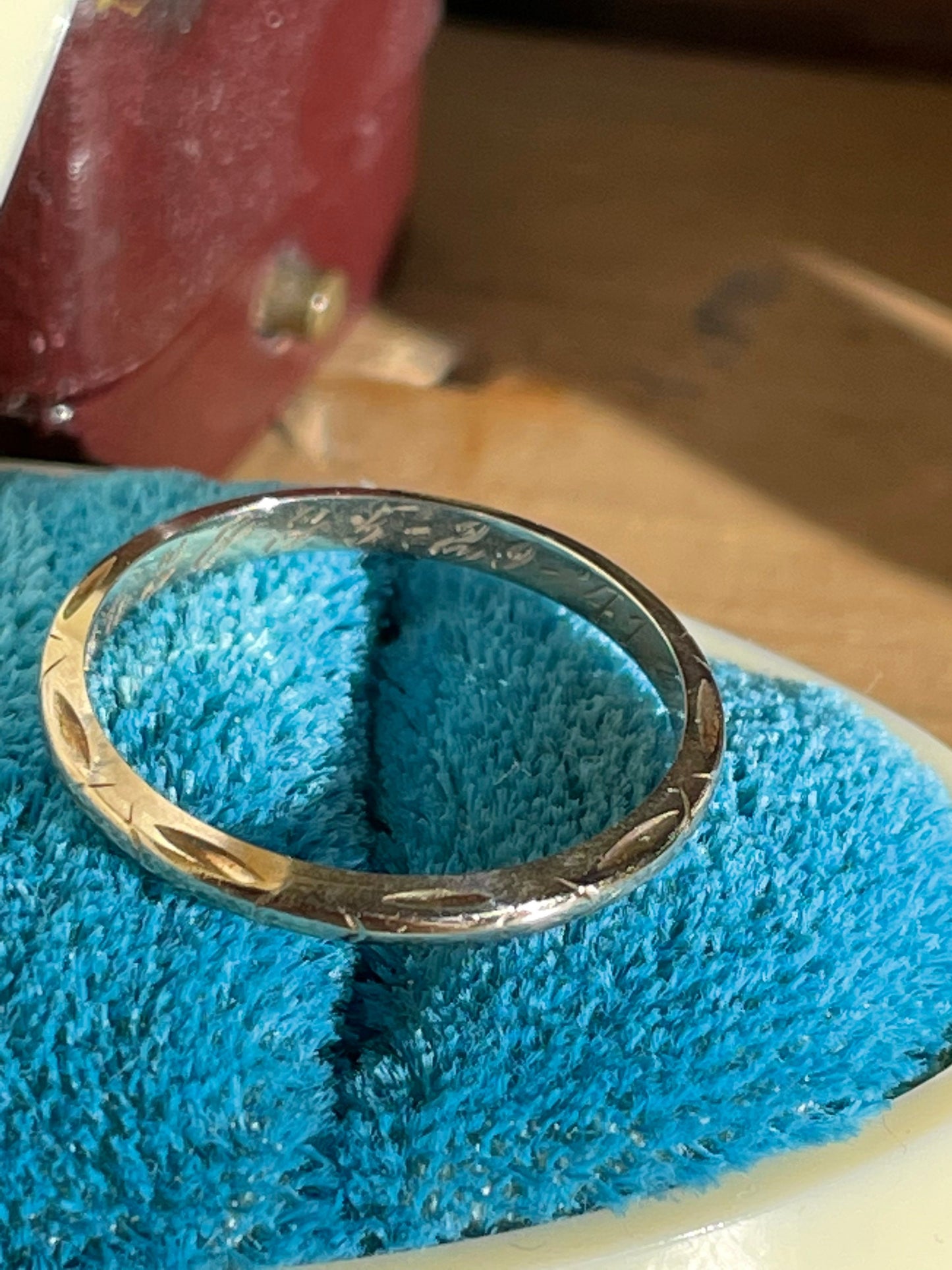 1947 Late Art Deco 14K Yellow Gold Ring with Engraving