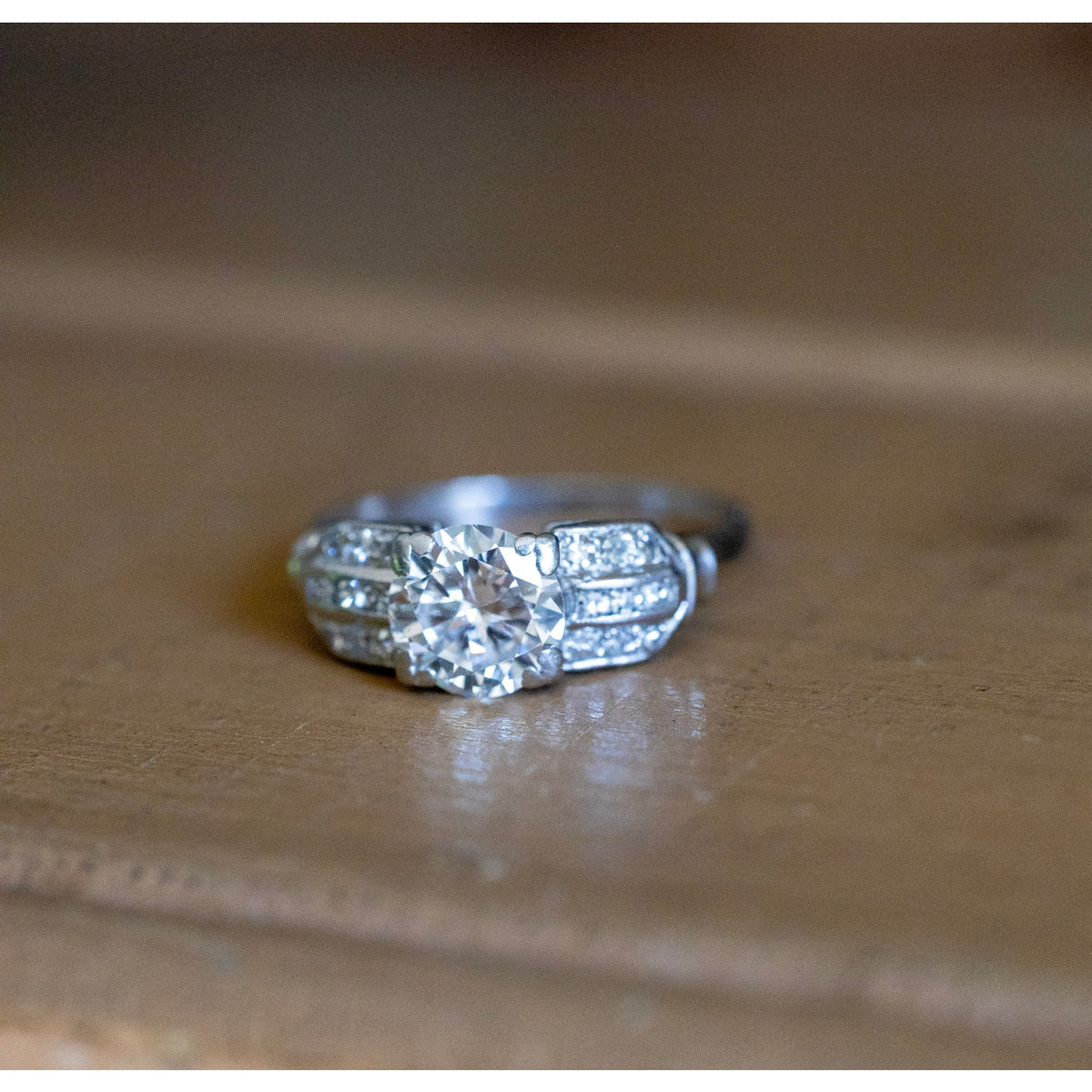 Art Deco Platinum and Iridium Old European Cut Diamond Ring