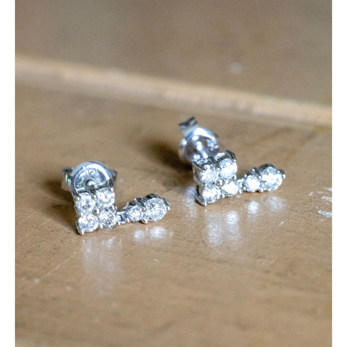 Vintage 14K White Gold Natural Diamond Dangle Earrings