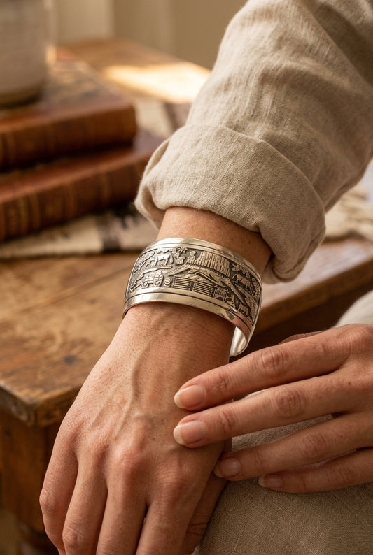 V. Hicks Sterling Silver Storyteller Scenic Cuff