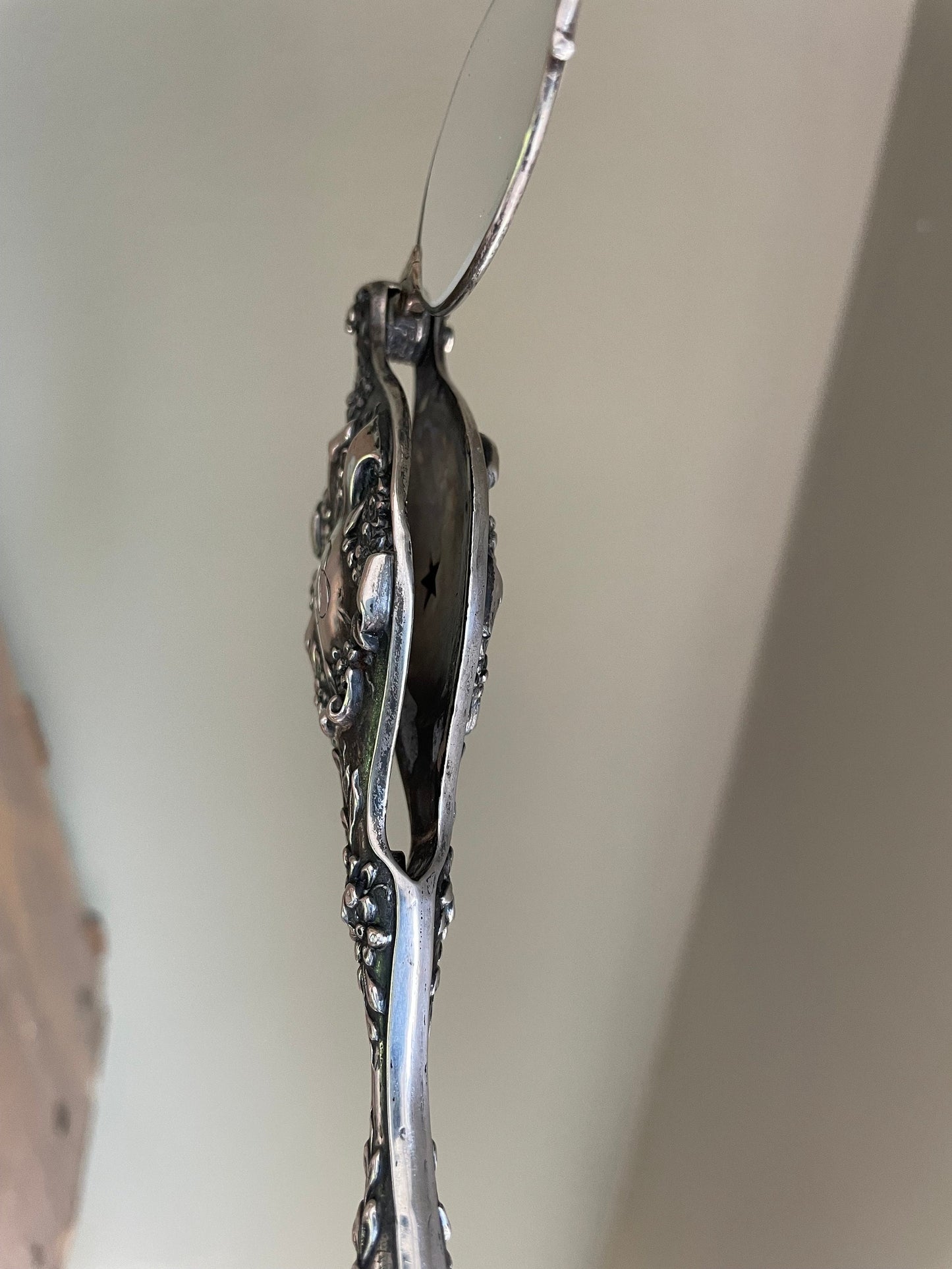 Antique Victorian Sterling Silver Lorgnette Necklace with Dog Clip Chain