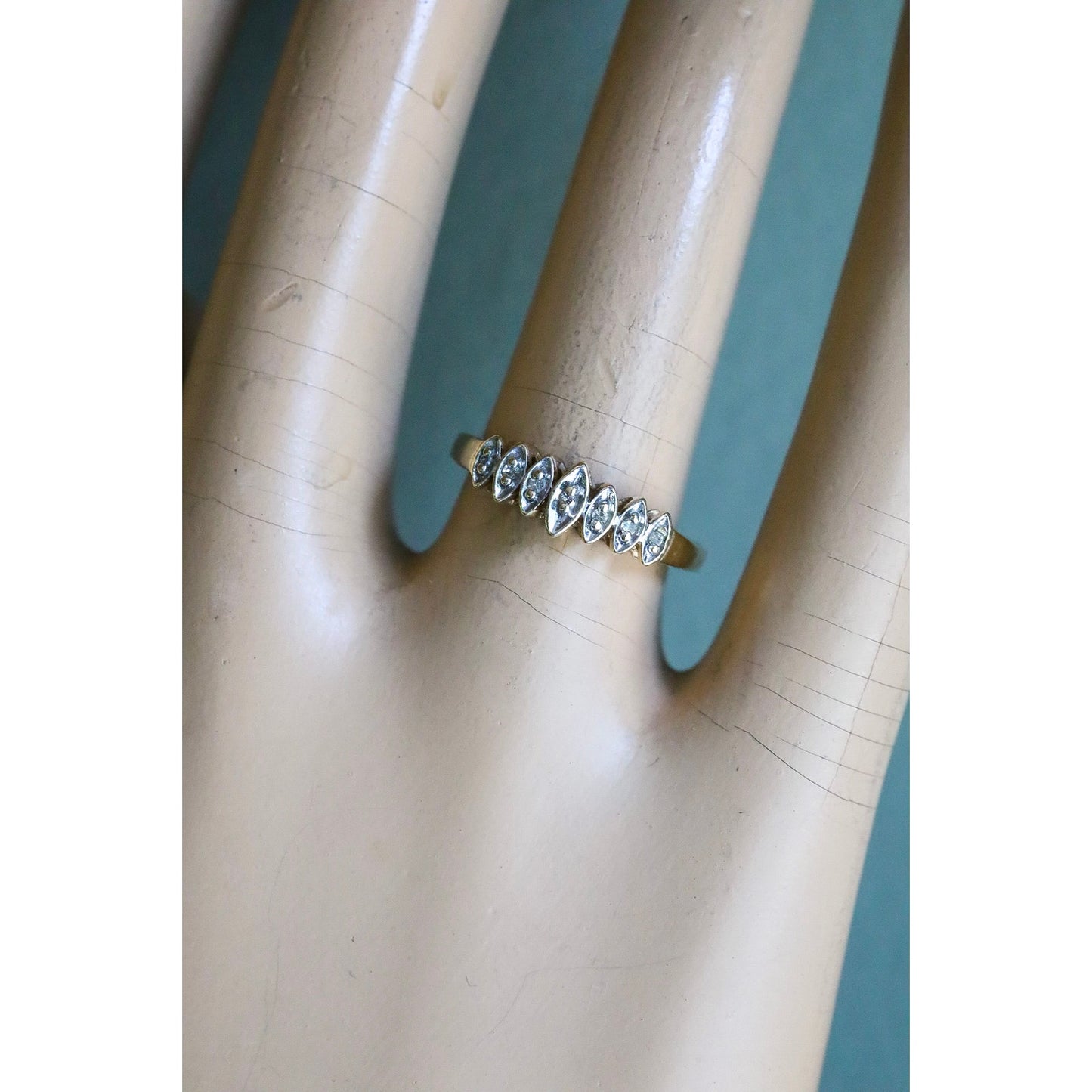c1970 14K Yellow Gold Marquis Diamond Ring
