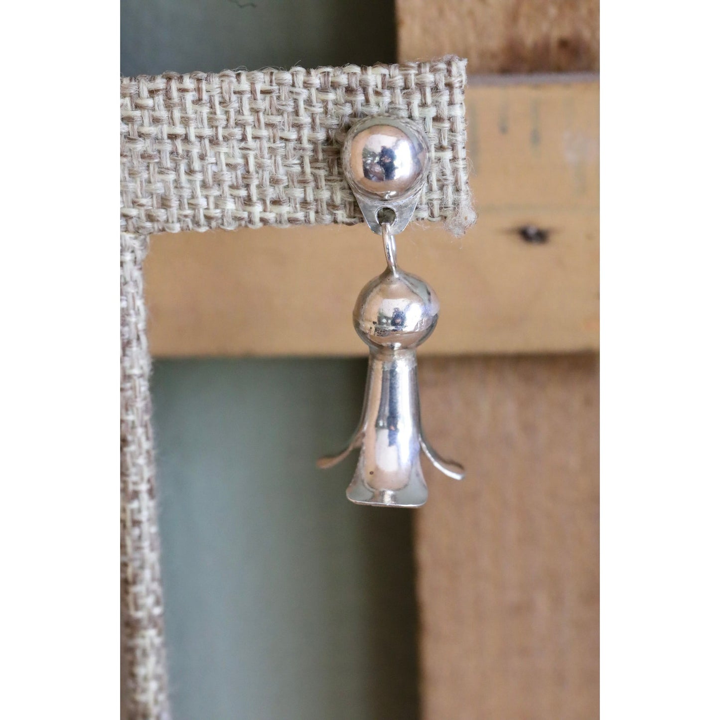 Vintage Sterling Silver Navajo Sterling Silver Squash Blossom Earrings