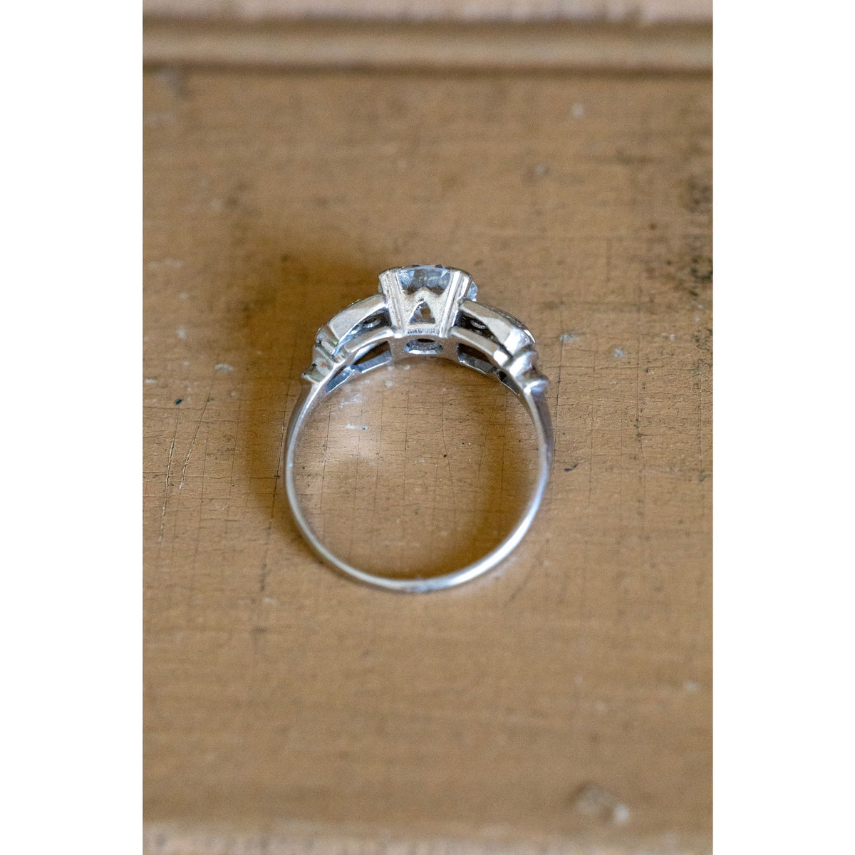 Art Deco Platinum and Iridium Old European Cut Diamond Ring