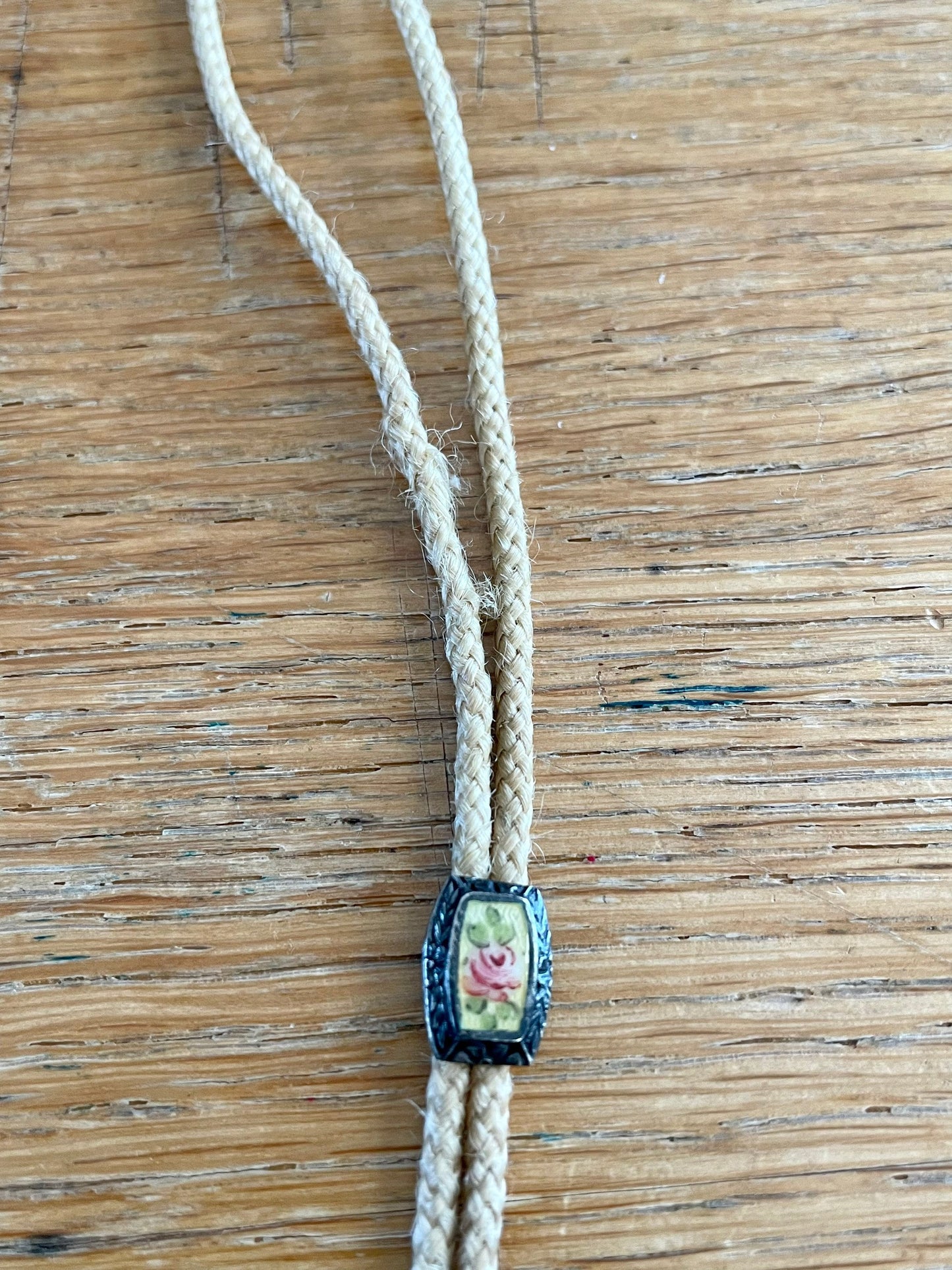 c1920-1930 Sterling Silver Guilloche Perfume Bottle on Original Braided Cord with Slide