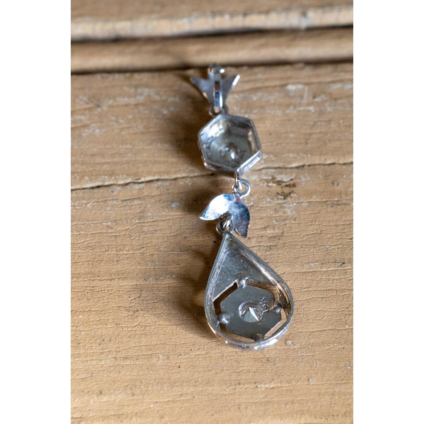 Authentic Art Deco 1940's 18K White Gold Old European Cut Diamond Pendant