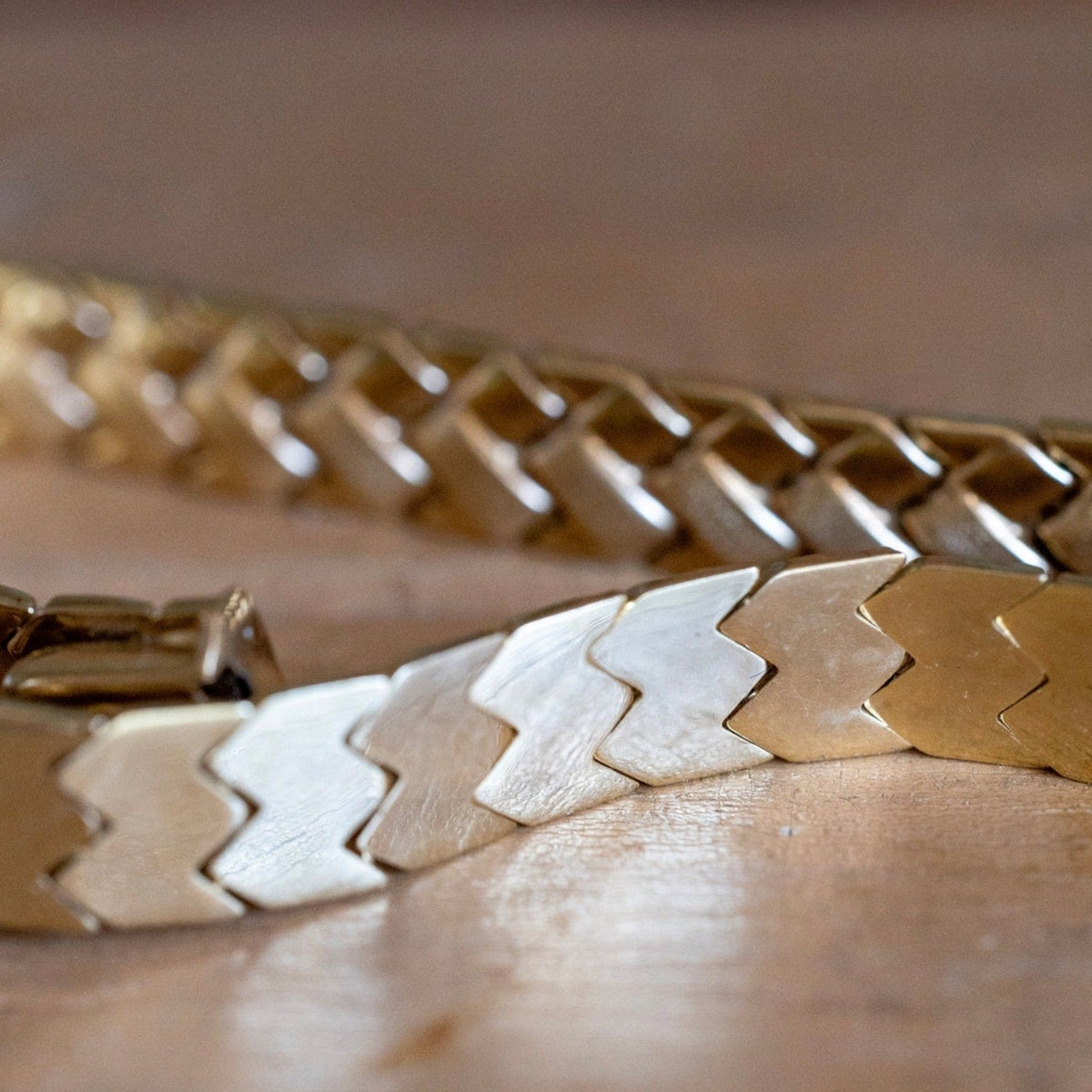 Vintage 14K Yellow Gold Woven Style Link Bracelet