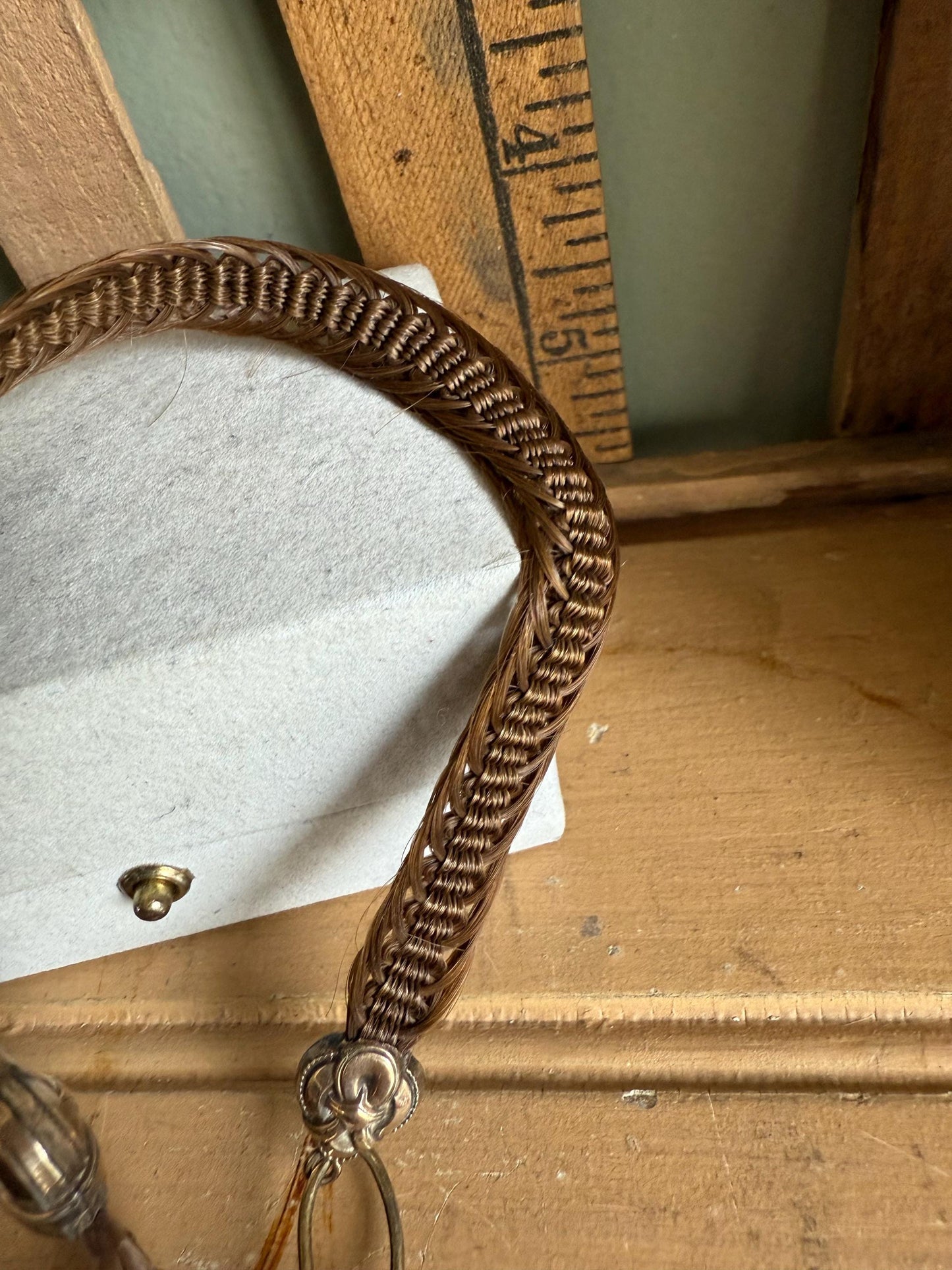 c1880 Victorian Gold Filled Woven Hair Watch Chain With Hook and Eye Closure