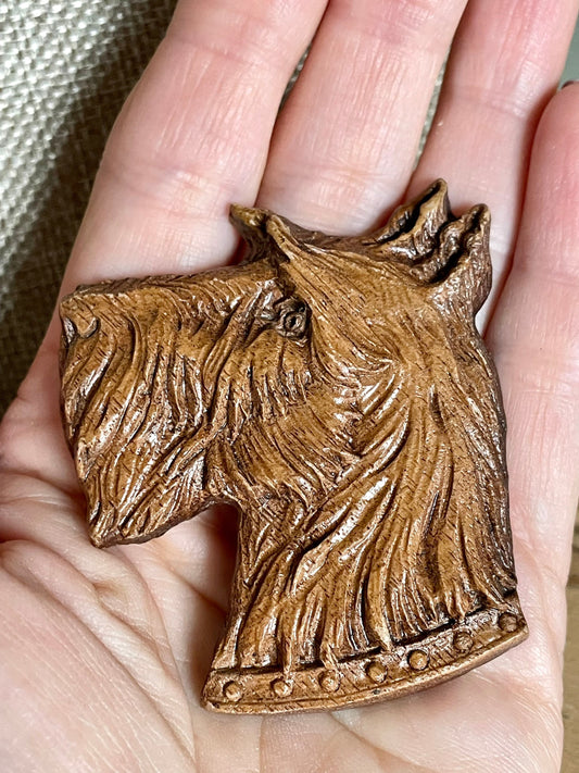 Vintage 1940-1950 Wood Pulp Scotty Dog Brooch