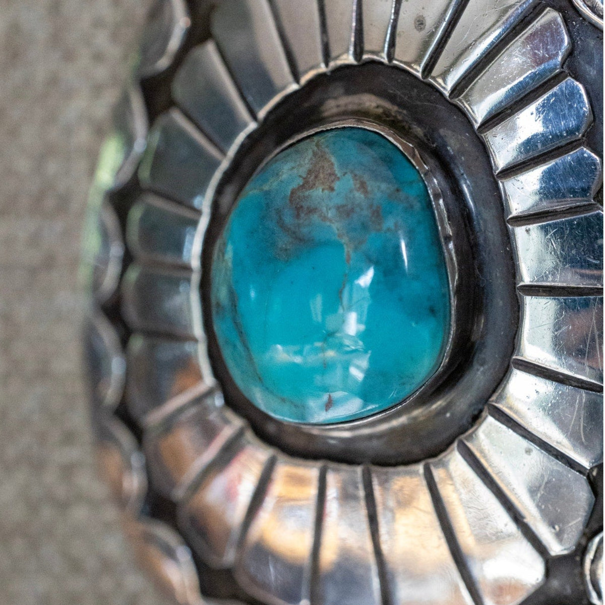 Large Vintage Sterling Silver Navajo Turquoise Pendant