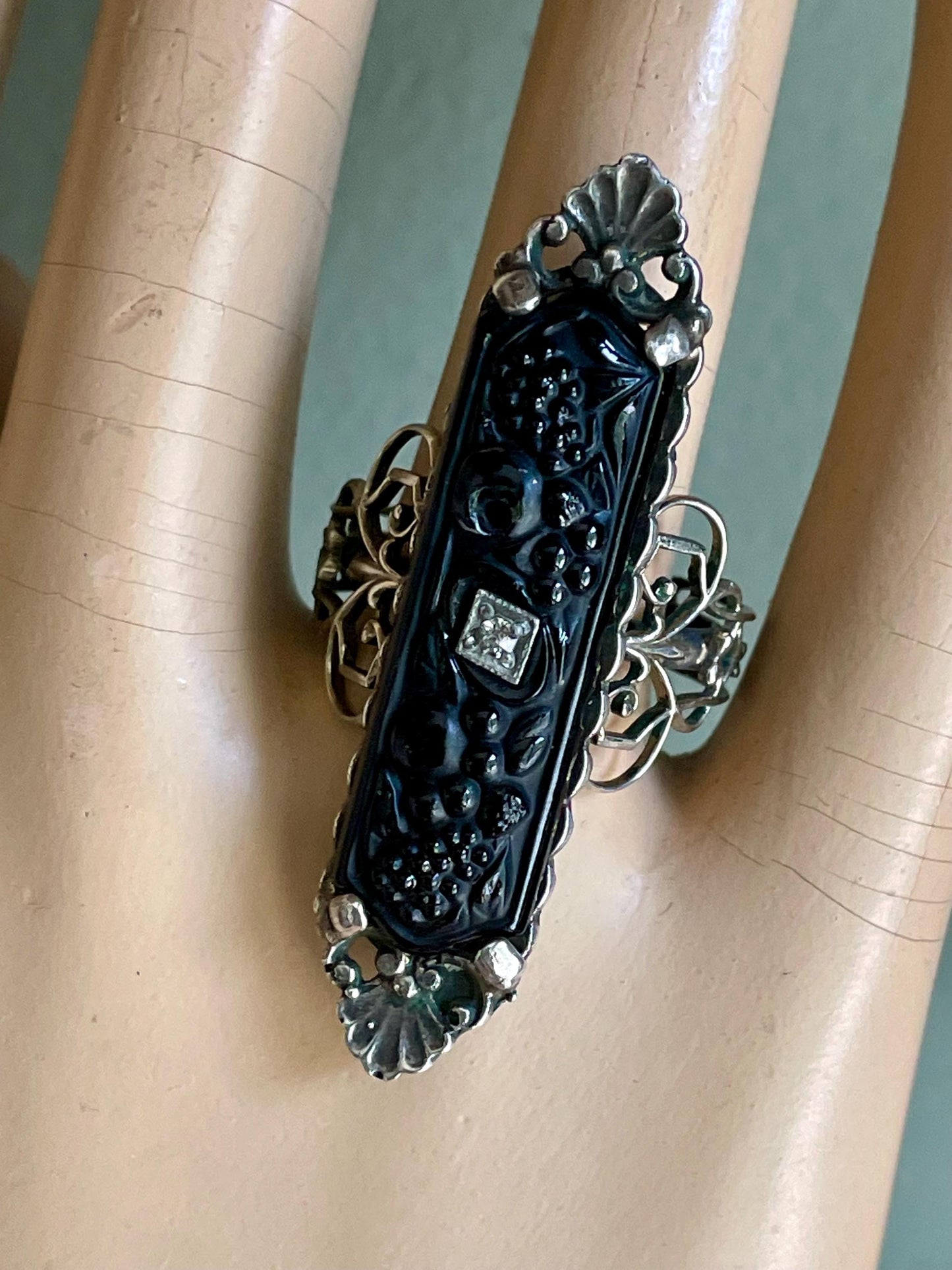 One of a Kind Older Sterling Silver Art Deco Brooch Conversion to a Ring