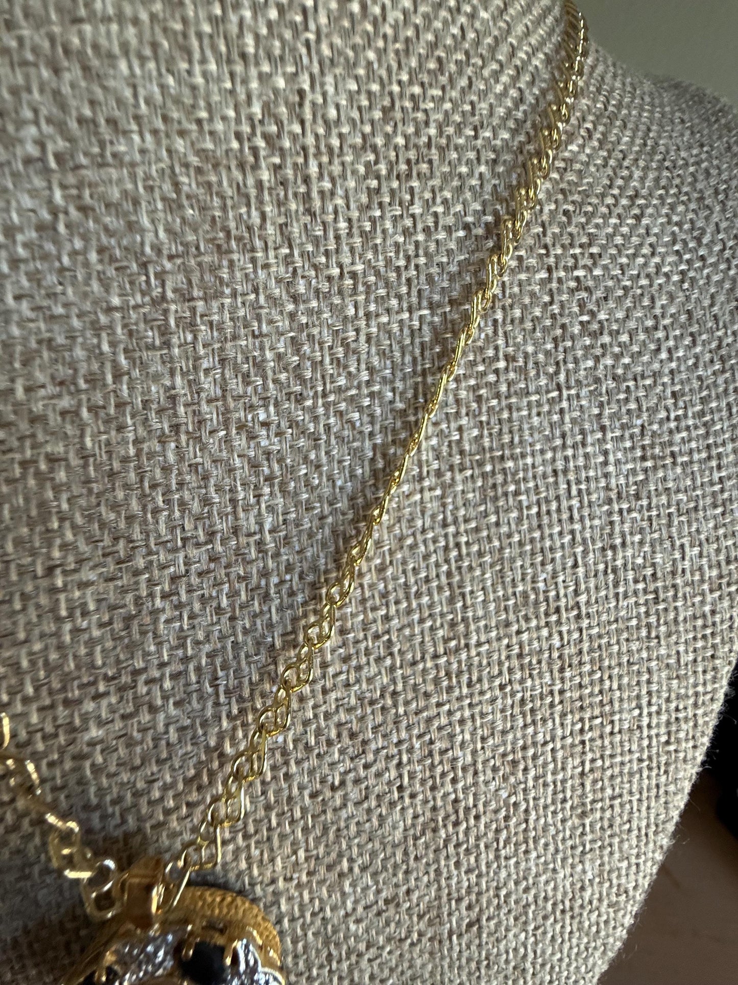 Vintage Sterling with Gold Overlay Jasso Sapphire Working Watch Pendant on Sterling Chain