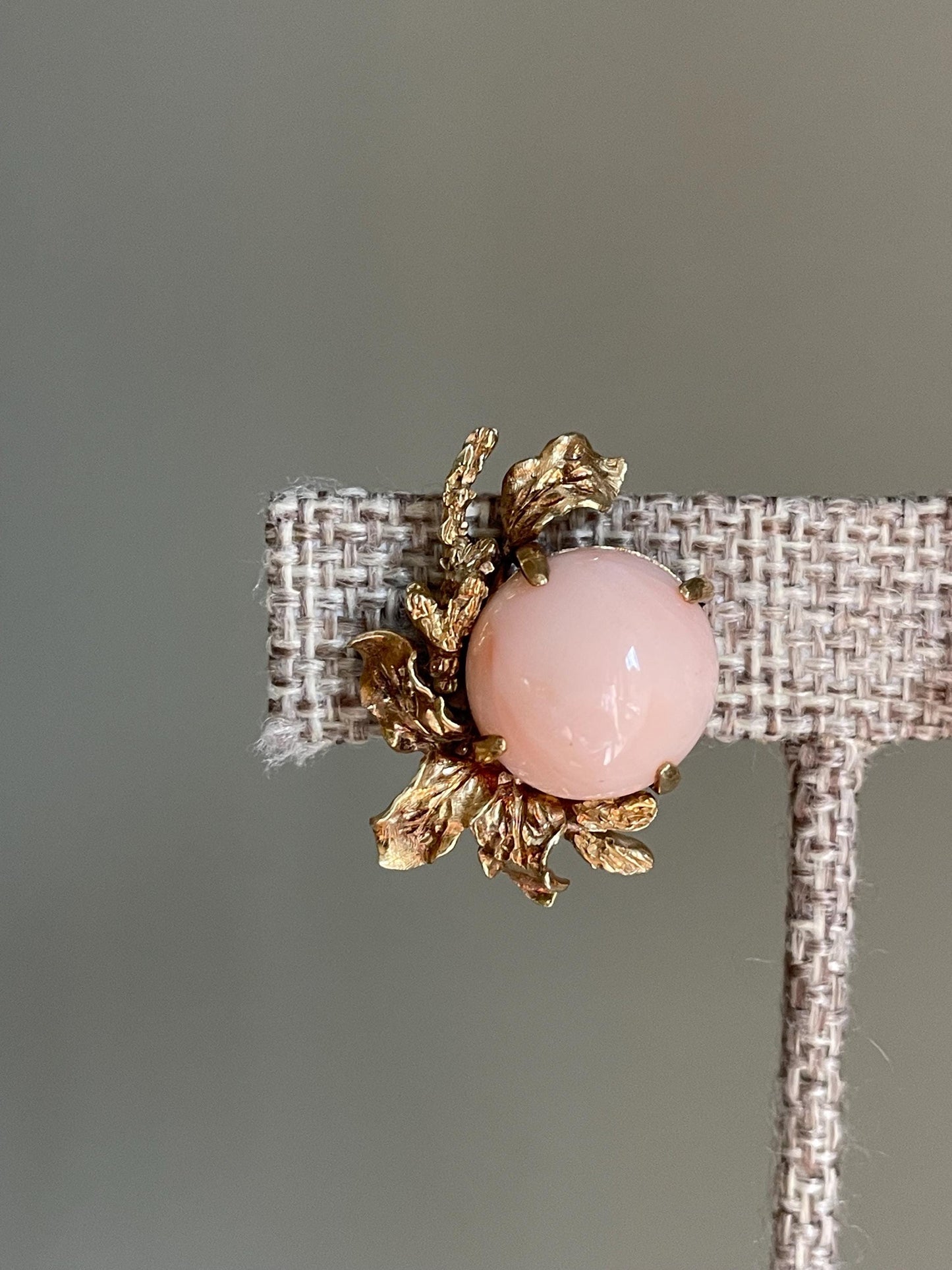 1960's Angel Skin Coral 14K Yellow Gold Buccellati Style Earrings
