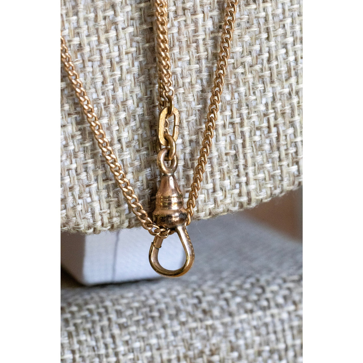 Victorian Long Gold Filled Opal Set Slide Watch Chain