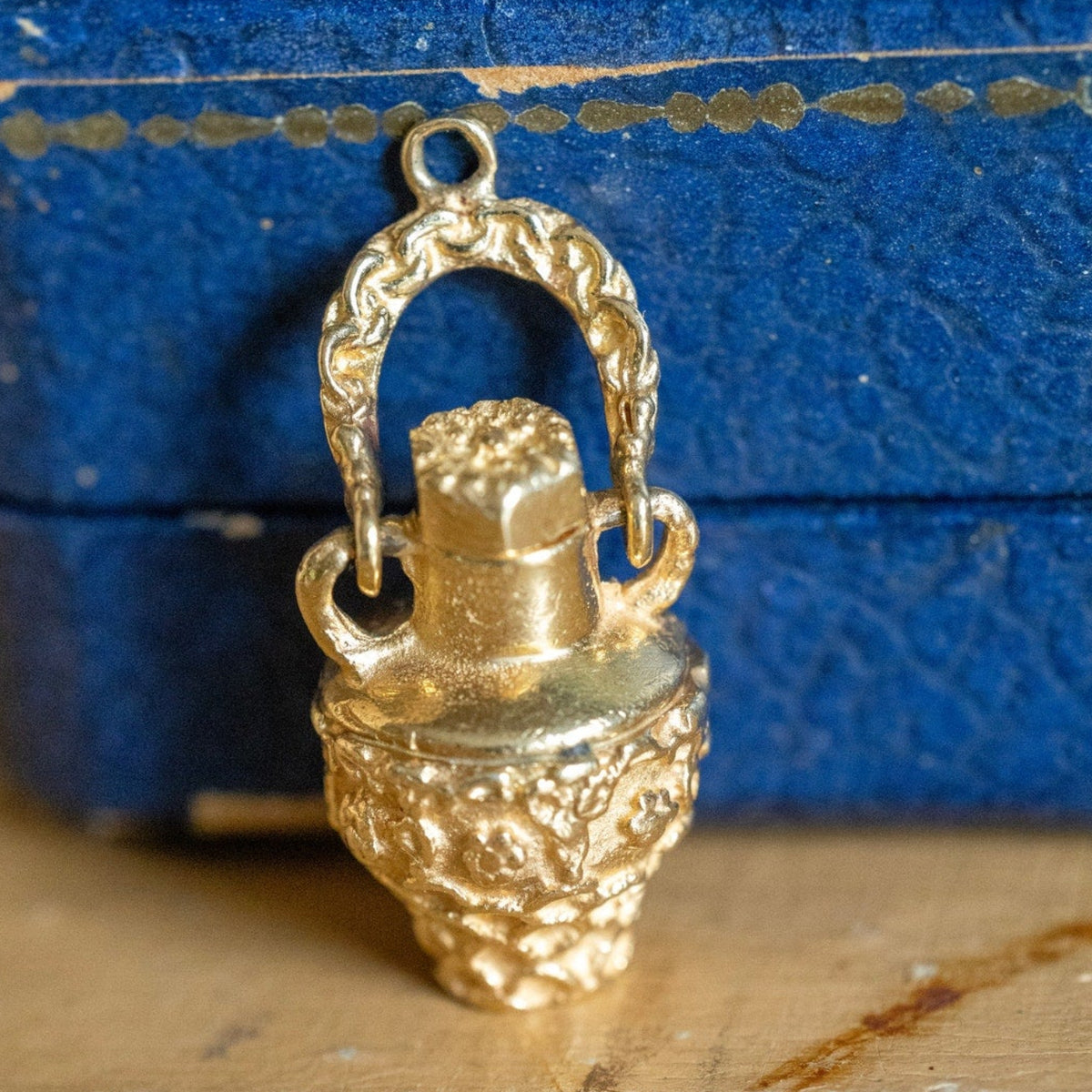 Vintage Solid 14K Yellow Gold Perfume Bottle Charm Pendant c1960