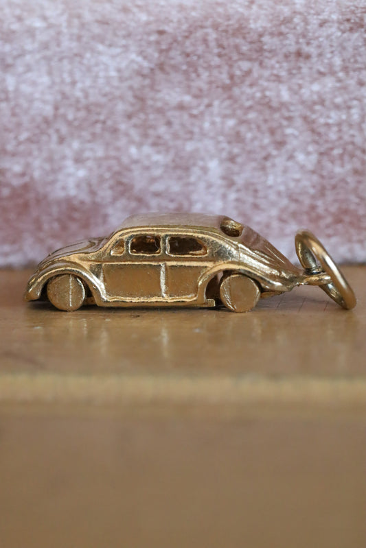 Vintage 1970's Volkswagen Beatle Bug Car Charm with Moving Wheels