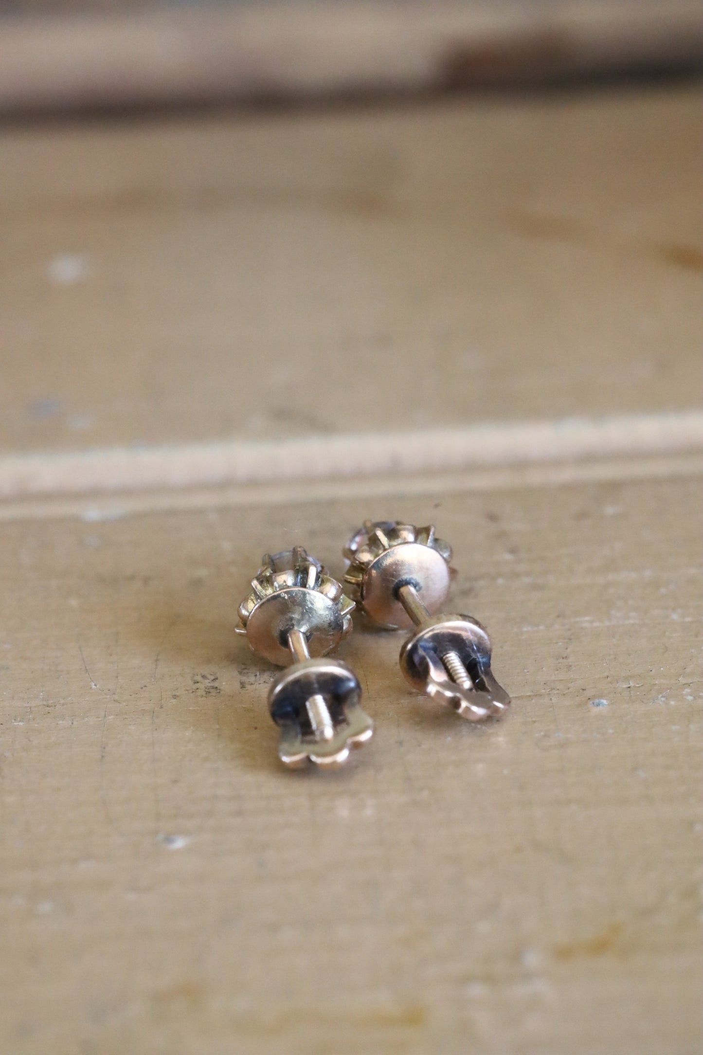 Antique Edwardian c1910 Imitation Diamond Threaded Back Stud Earrings