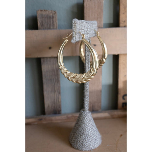 Vintage 14K Yellow Gold Large Oval Hoops