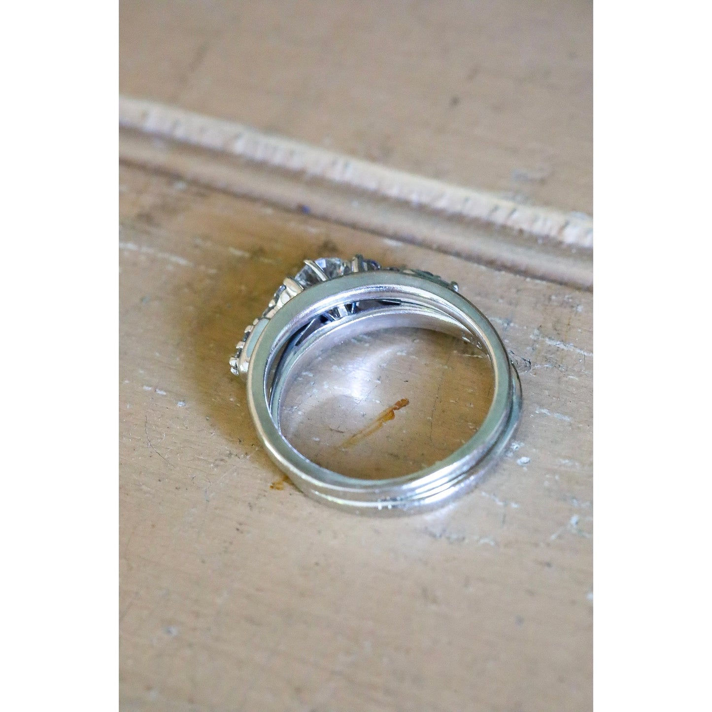 Vintage 14K White Gold .50 Solitaire Natural Diamond with 14K White Gold Diamond Enhancer