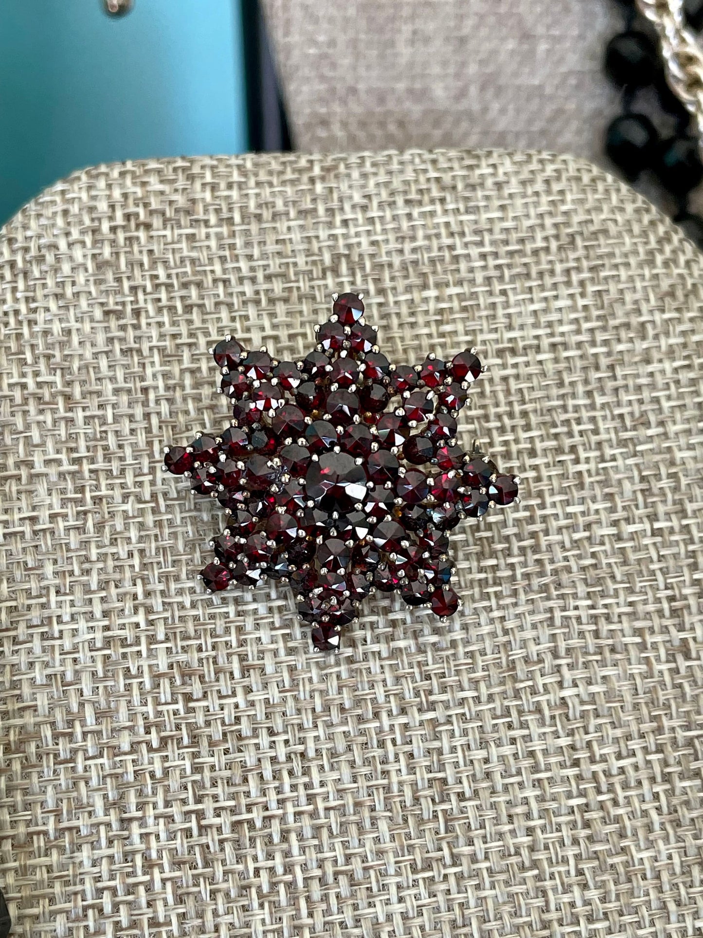 Antique Bohemian Cut Garnet Brooch Pendant