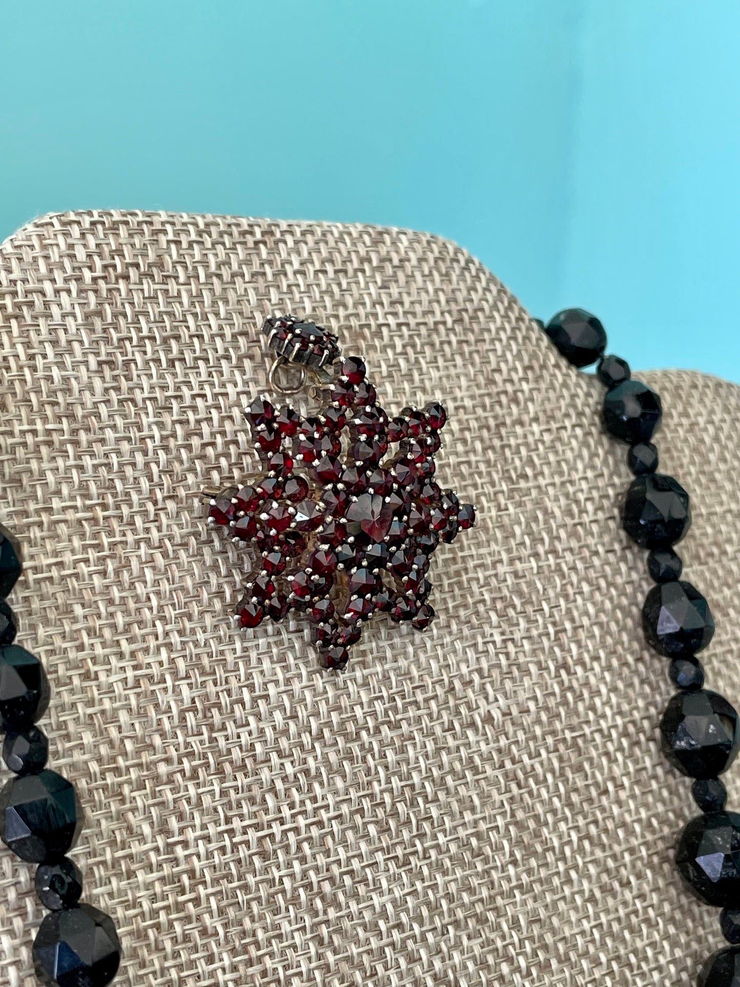 Antique Bohemian Cut Garnet Brooch Pendant