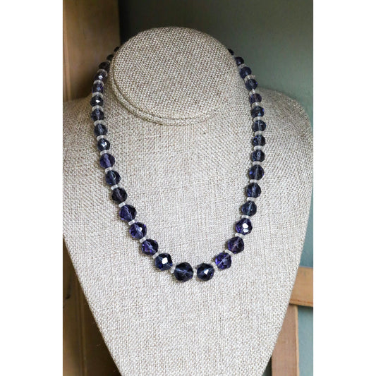 c1930-40 Cut Crystal Iolite Bead Necklace