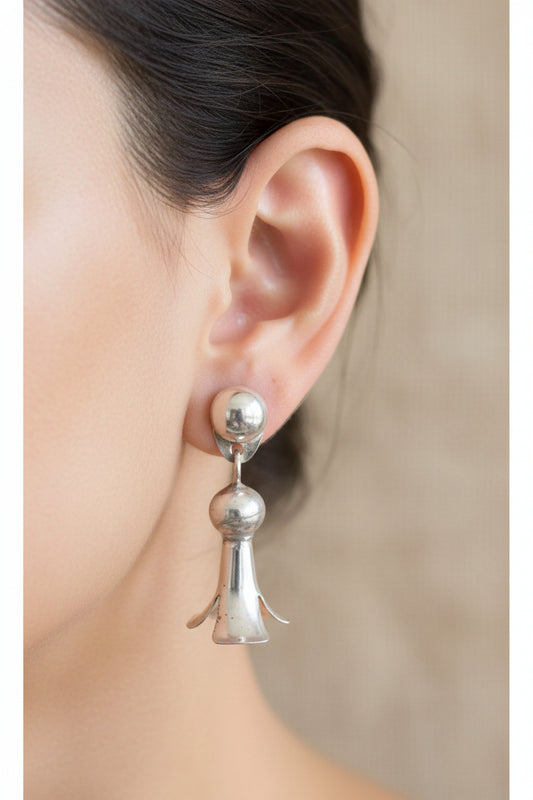 Vintage Sterling Silver Navajo Sterling Silver Squash Blossom Earrings