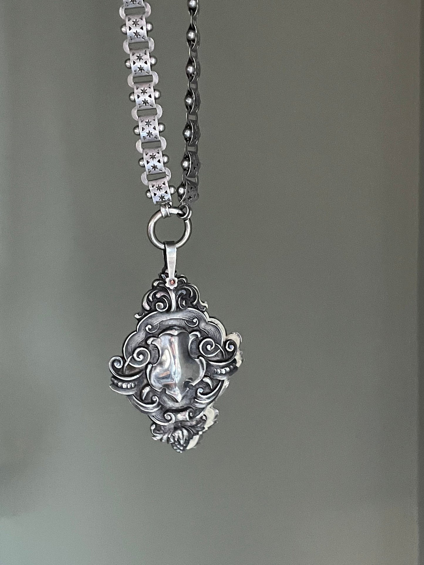 Sterling Silver William B. Kerr Dance Card Pad on Antique Star Motif Chain