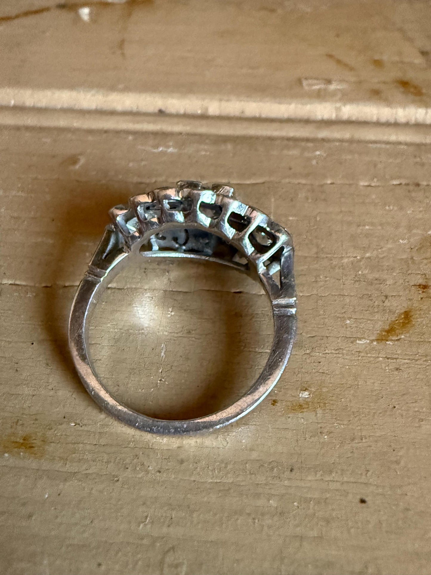 Art Deco 1940's Platinum Diamond Ring Center Diamond Approx. 1 CTW