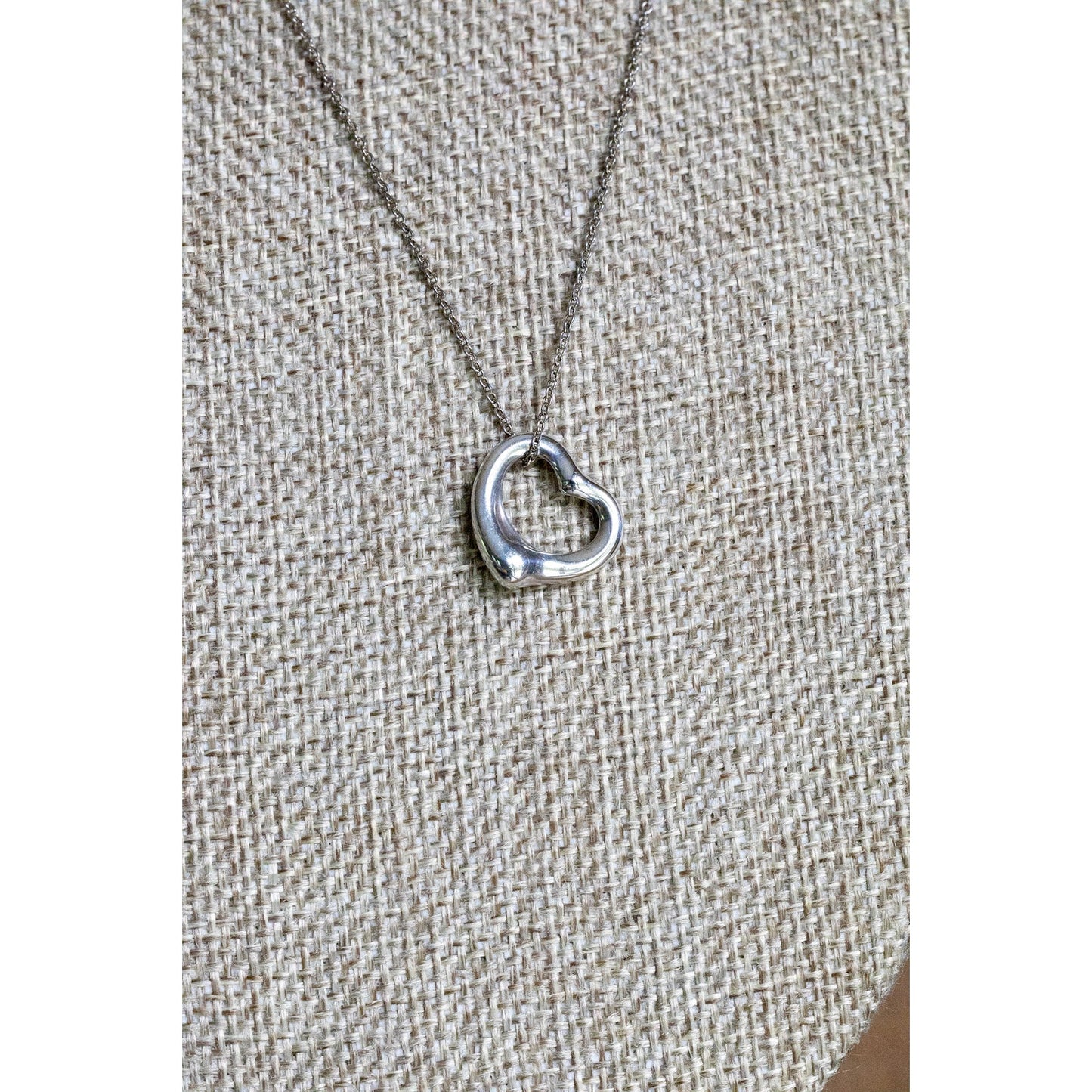 Tiffany & Co Elsa Peretti Open Heart Pendant Necklace Sterling Silver