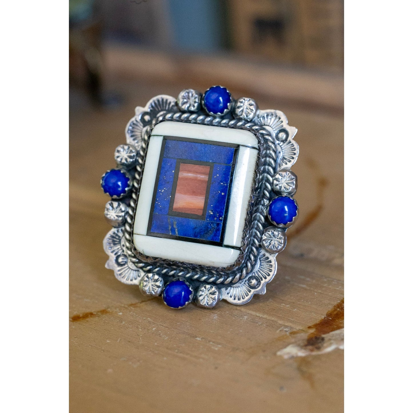 B. Chavis Vintage Native American Artist Made Lapis Lazuli Sterling Silver Ring