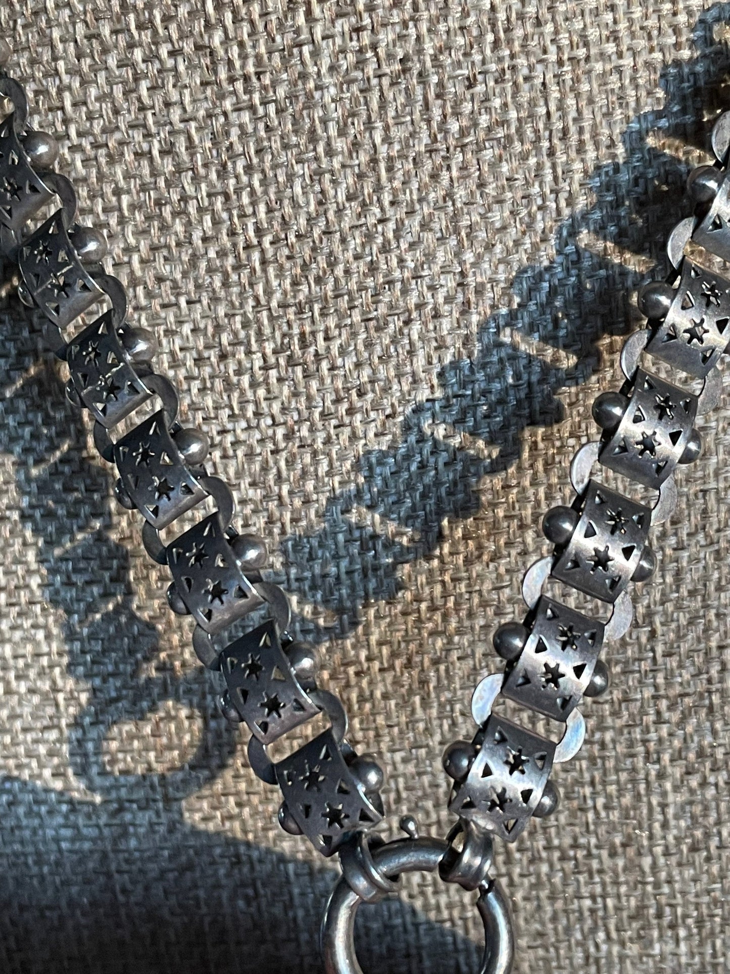 Sterling Silver William B. Kerr Dance Card Pad on Antique Star Motif Chain