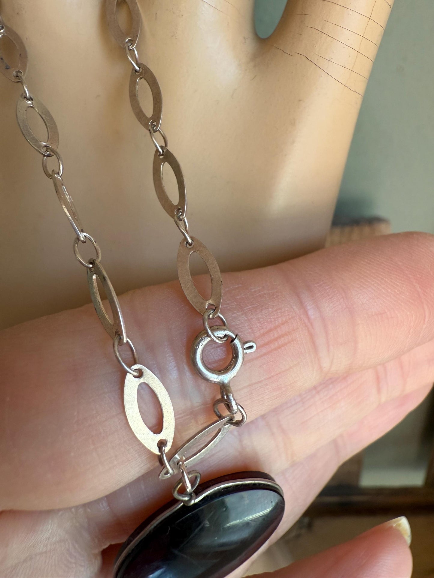 An Antique Glass Tassie Intaglio of a Lady in Profile on a Sterling Silver Bracelet