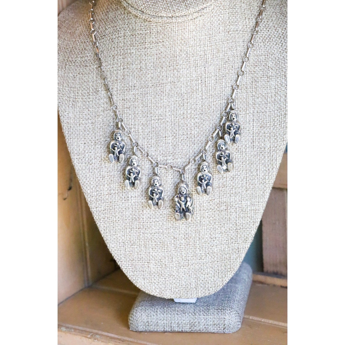 Carol Felley Native American Navajo Sterling Silver Storyteller Necklace